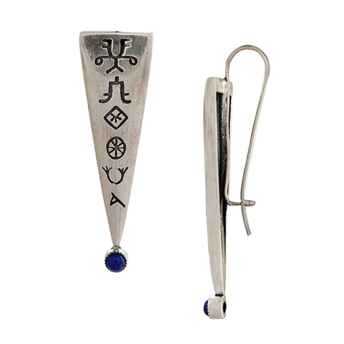Harappa Bhasha Silver Earrings - Lapis Lazuli - Image 3