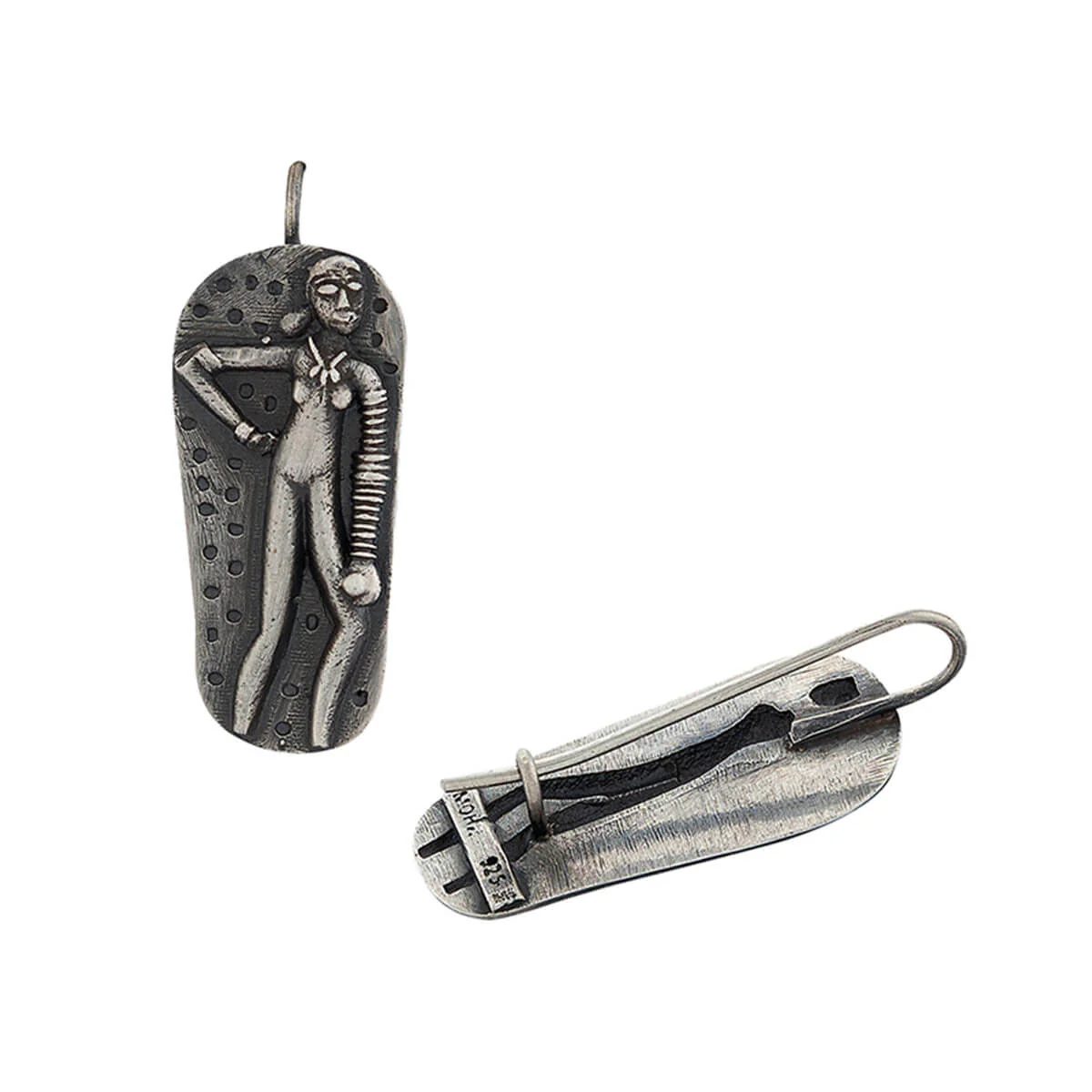 Harappa Sindhu Nari Silver Earrings - Image 5