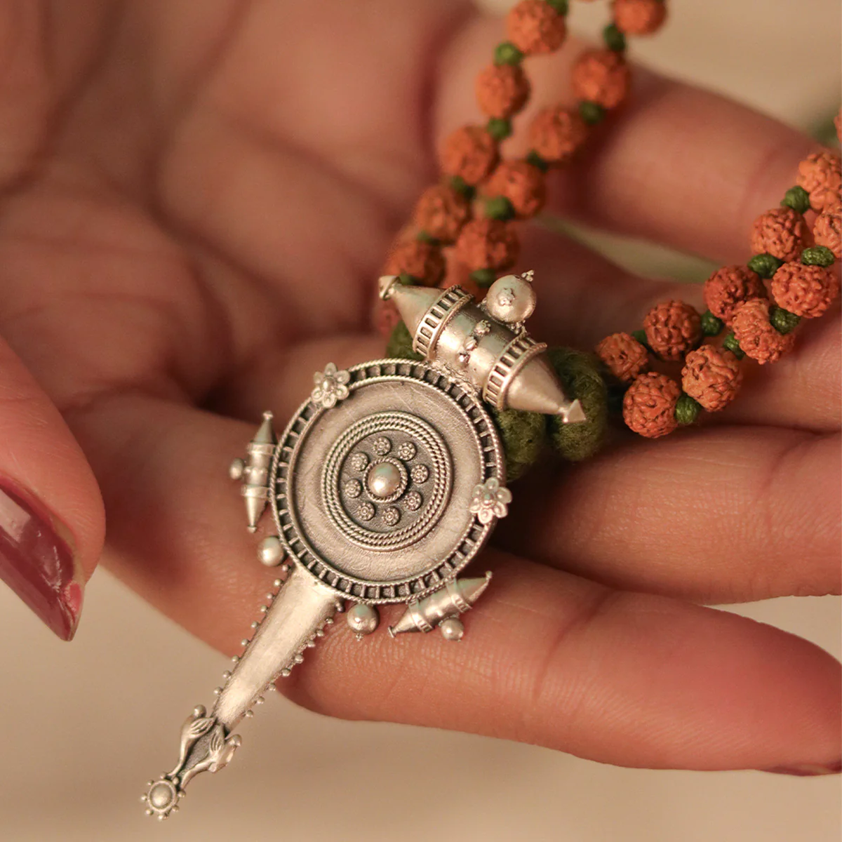 Hingora Pendant Necklace With Rudraksha by MOHA - Image 5
