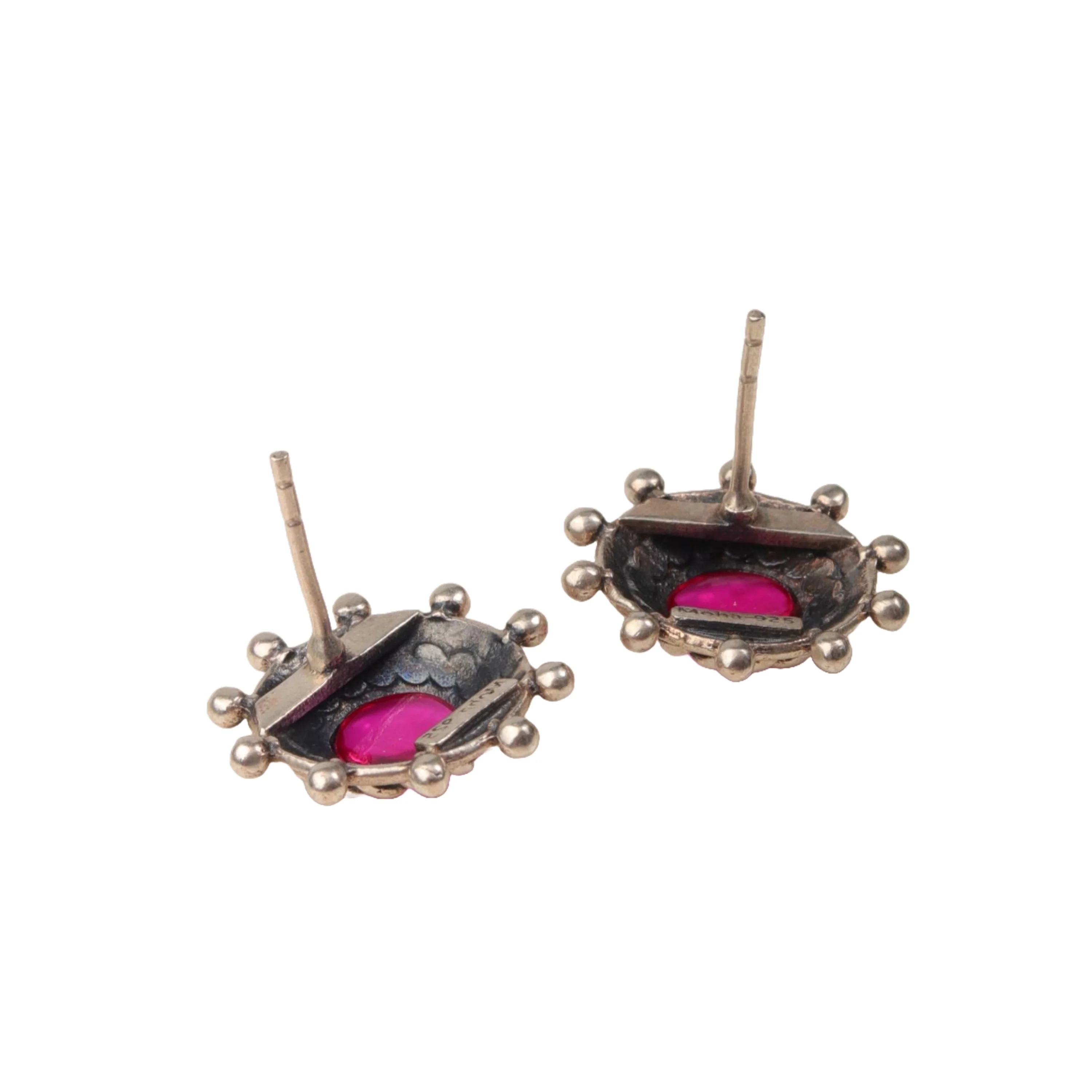 Hoor Silver Stud With pink rubellite stone Earrings by MOHA - Image 6