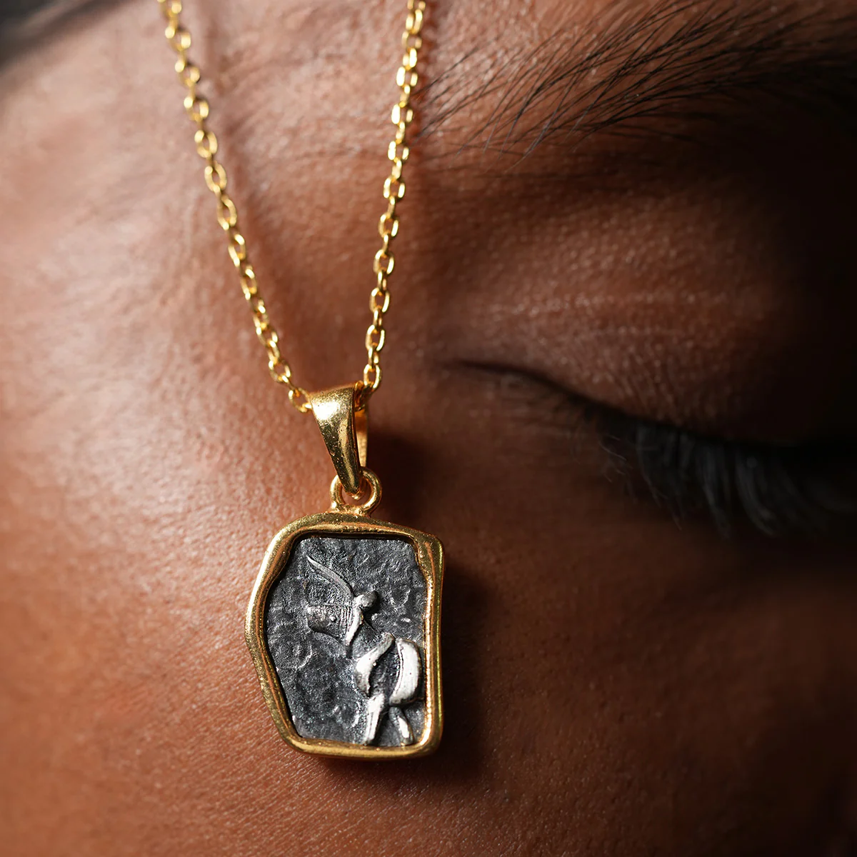 Indus Unicorn Silver Pendant with Chain Dual Toned by MOHA - Image 2