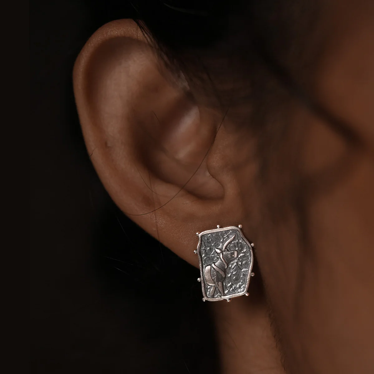 Indus Unicorn Silver Stud Earrings by MOHA - Image 3