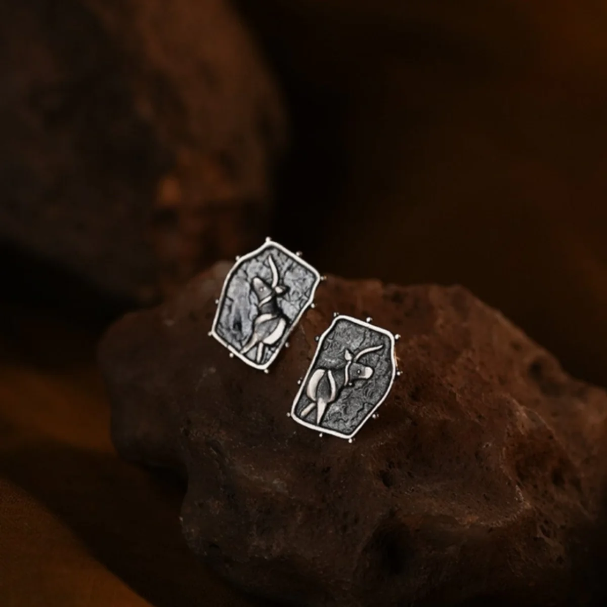 Indus Unicorn Silver Stud Earrings by MOHA - Image 4