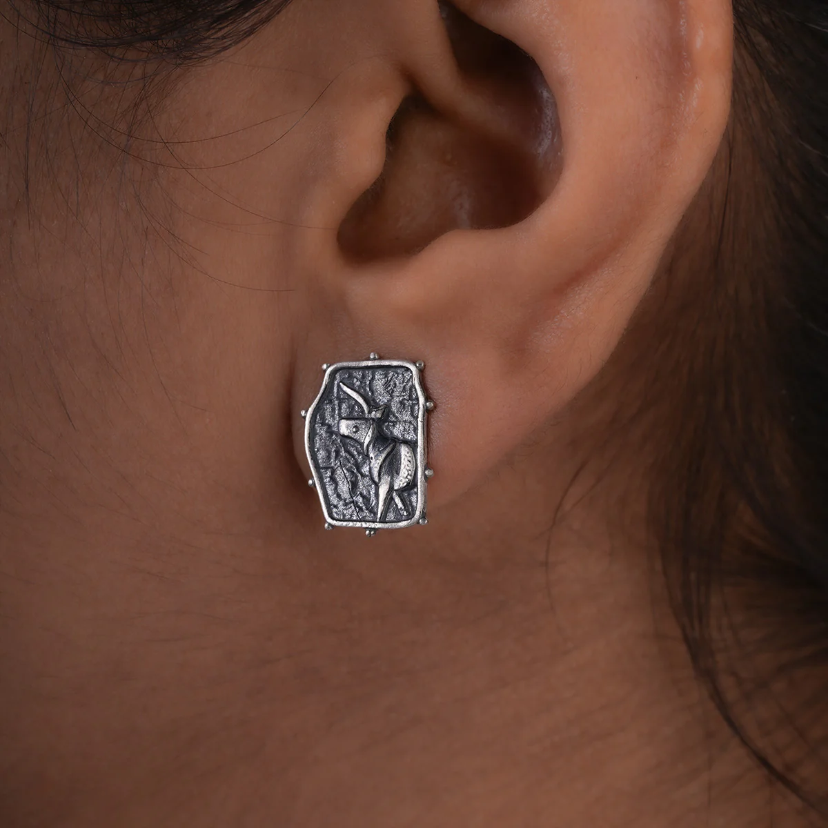 Indus Unicorn Silver Stud Earrings by MOHA - Image 5