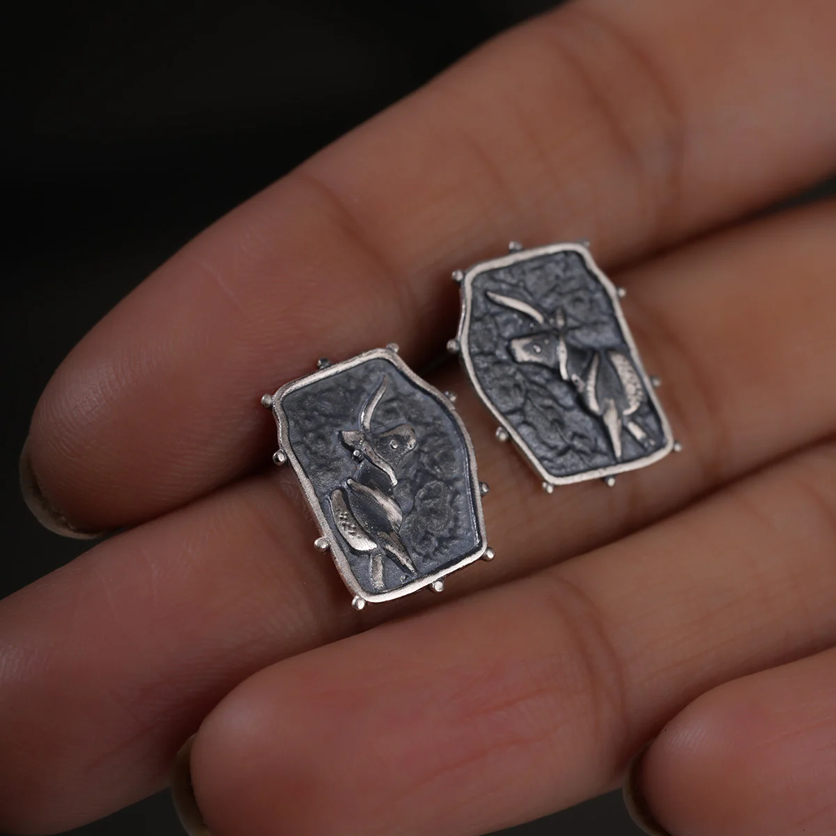 Indus Unicorn Silver Stud Earrings by MOHA - Image 6