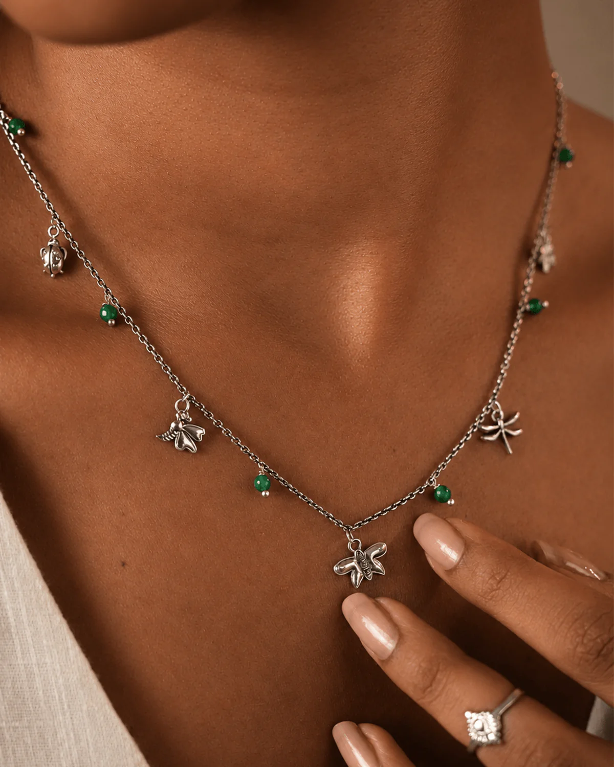 Insect Charms Silver Necklace (Small) by MOHA
