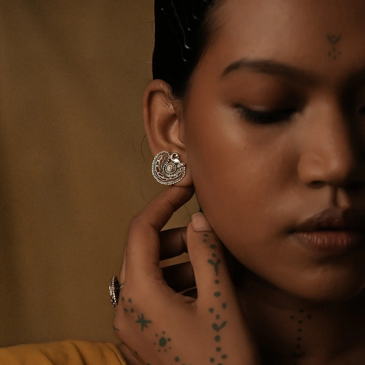 Kalapi Silver Stud Earrings by MOHA - Image 3