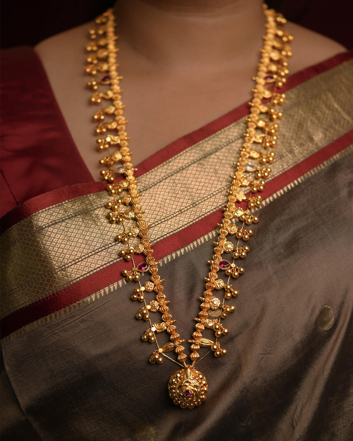 Kolhapur Saaj (26 Inch) Necklace Gold plated by Moha (Big)
