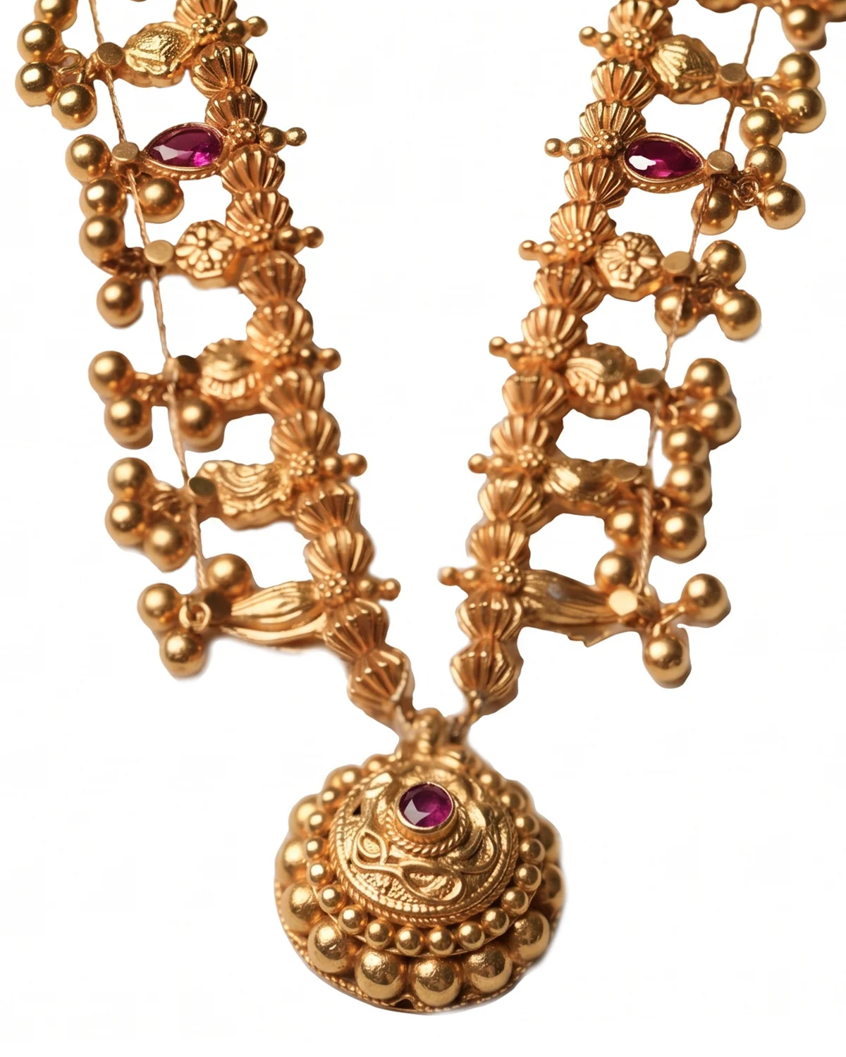 Kolhapur Saaj (26 Inch) Necklace Gold plated by Moha (Big) - Image 8