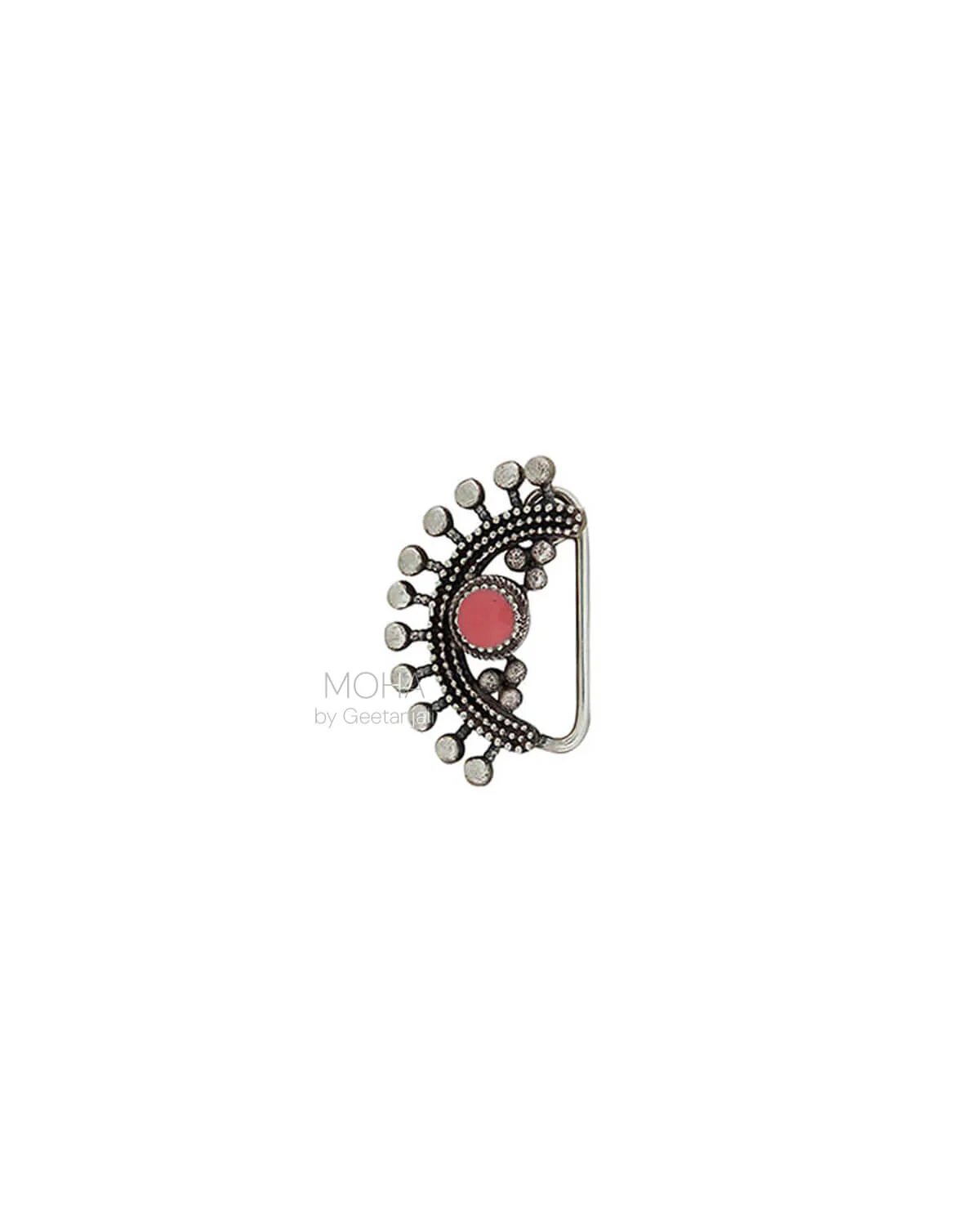 Lakshmi Silver Nath Pink (Clip On, Right) by MOHA
