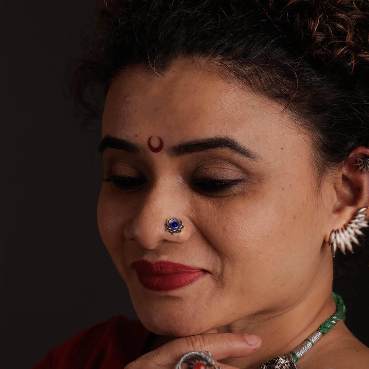 Lotus Silver Nose Pin by MOHA - Image 2