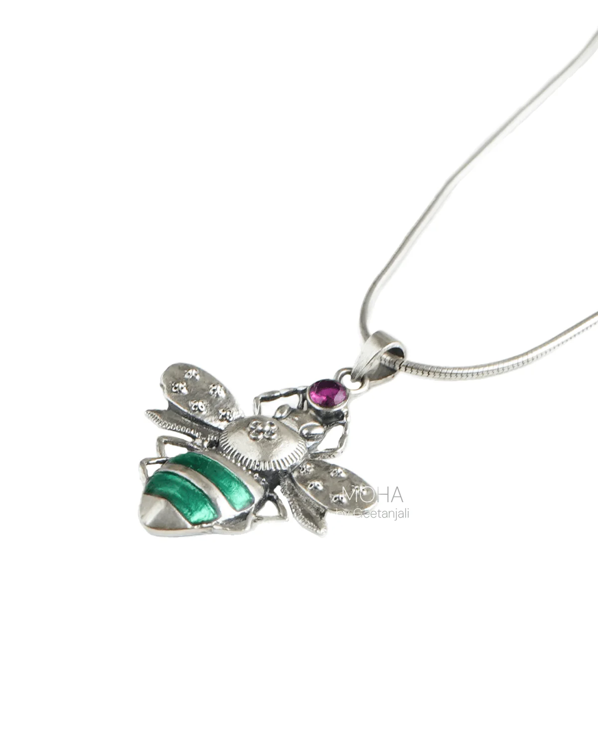 Madhu Silver Pendant with Chain by MOHA - Image 3