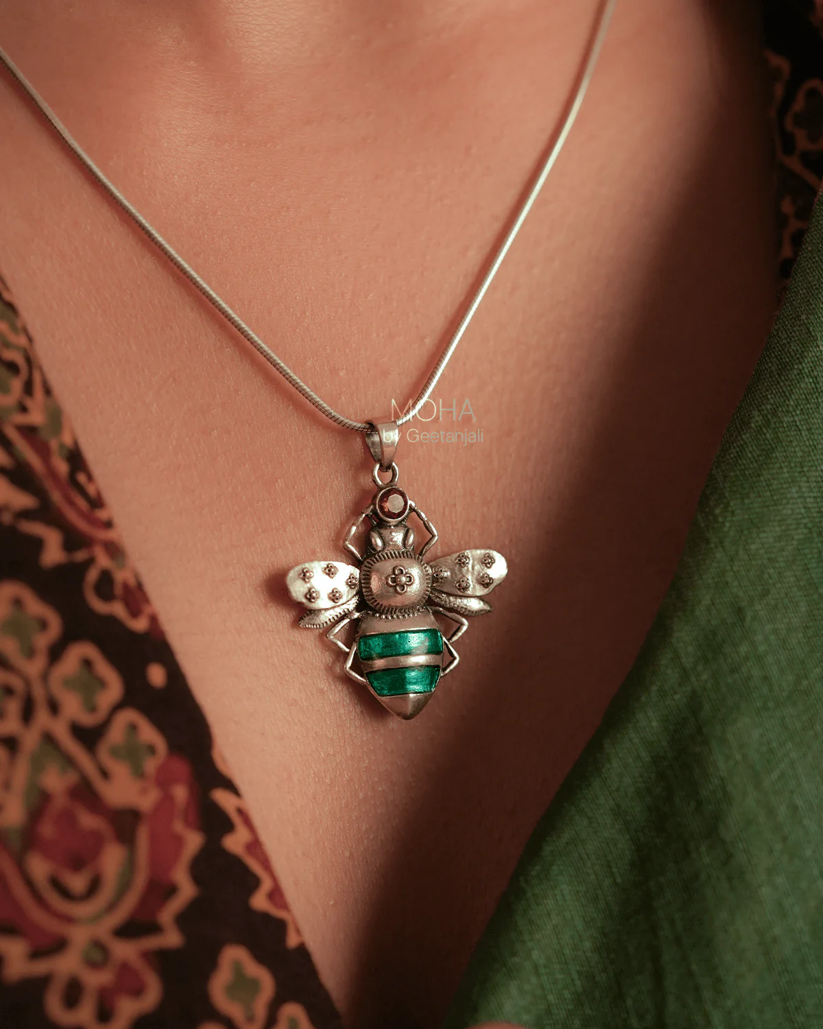 Madhu Silver Pendant with Chain by MOHA - Image 4