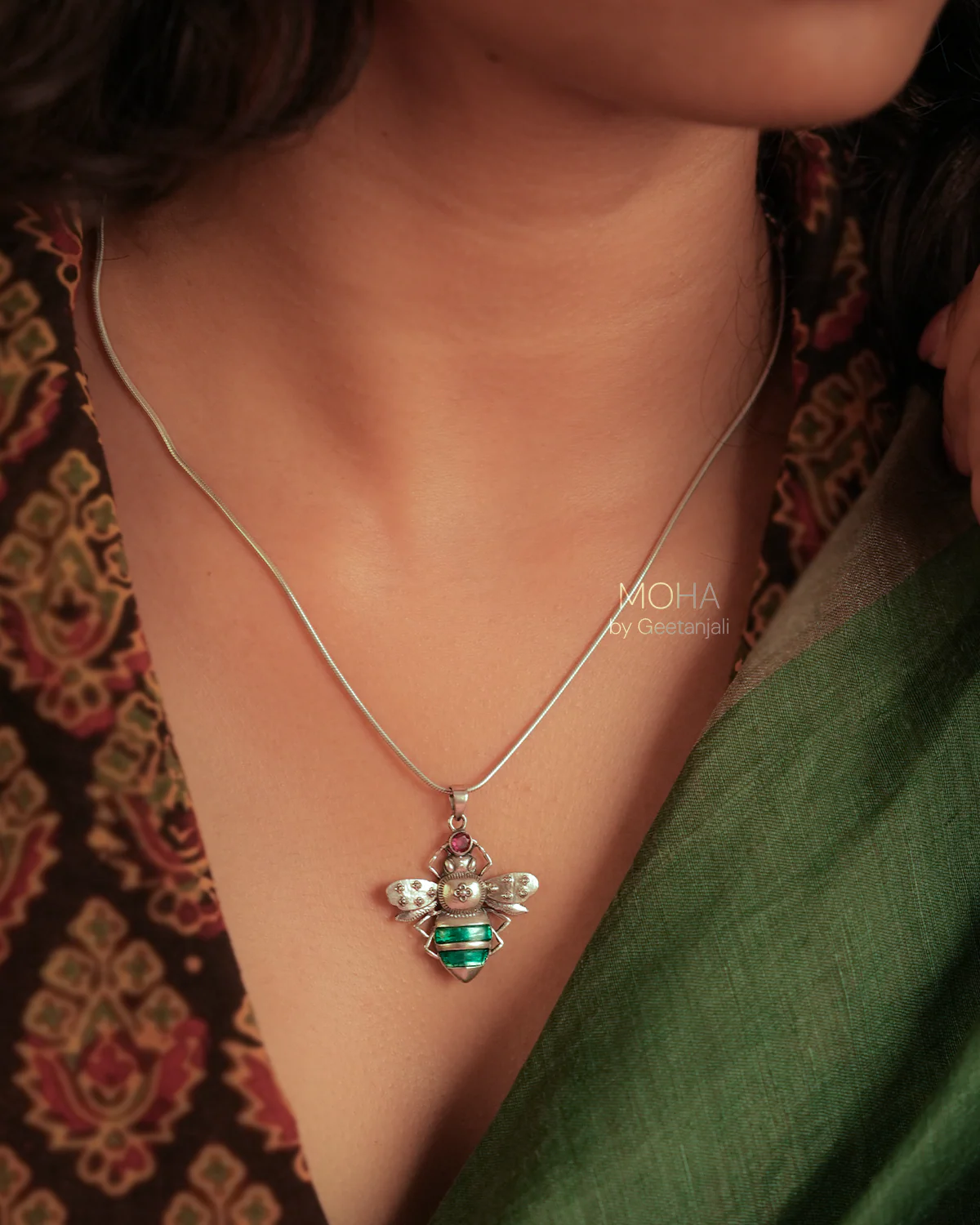 Madhu Silver Pendant with Chain by MOHA - Image 5
