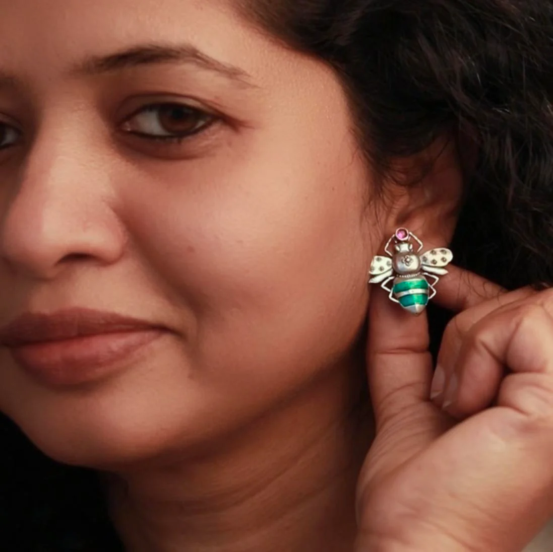 Madhu Silver Stud Earrings By MOHA - Image 3