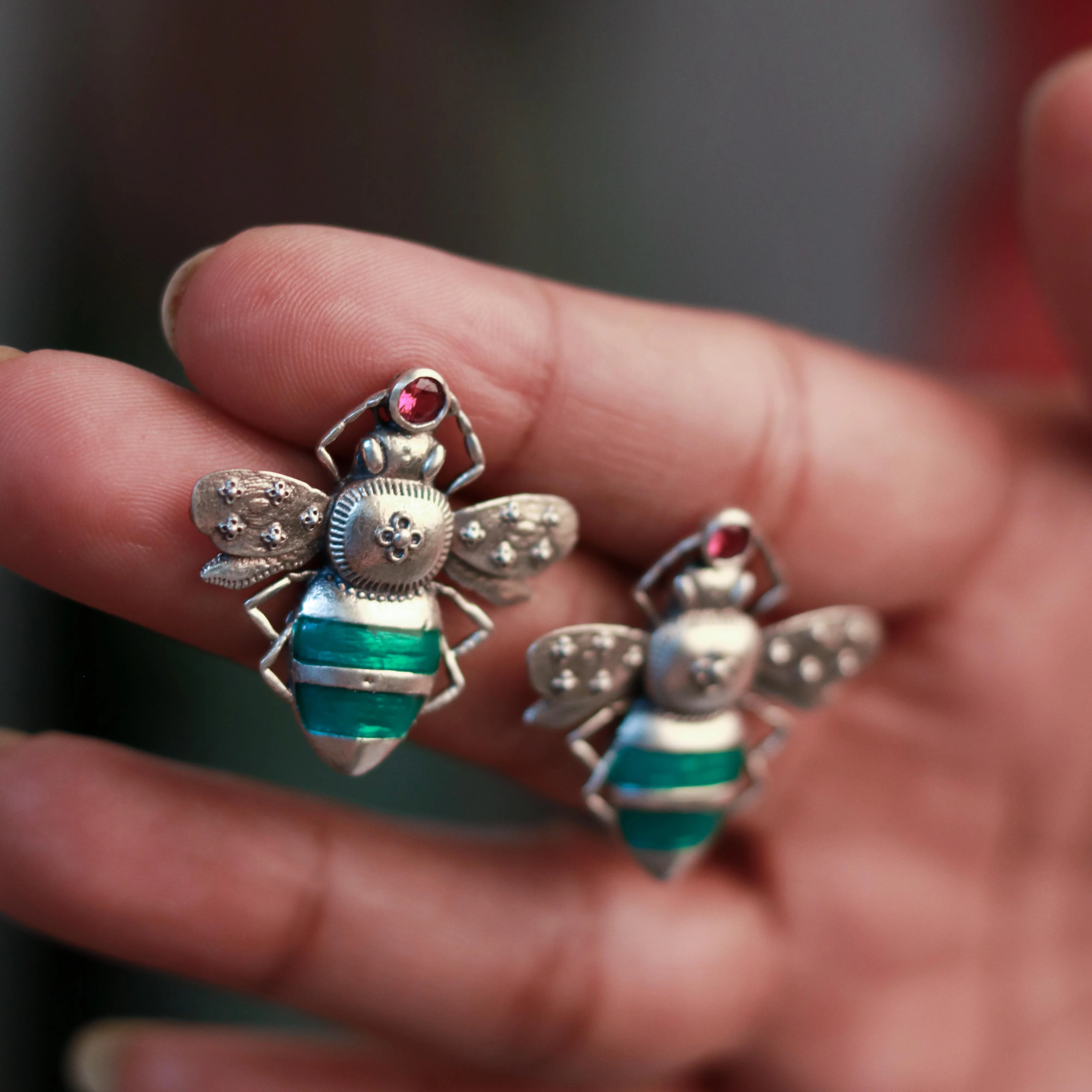 Madhu Silver Stud Earrings By MOHA - Image 5