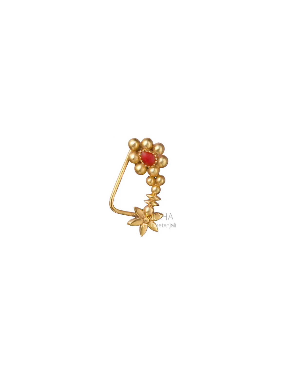 Maharashtrian Silver Nath Gold Plated (Clipon, Left) by MOHA