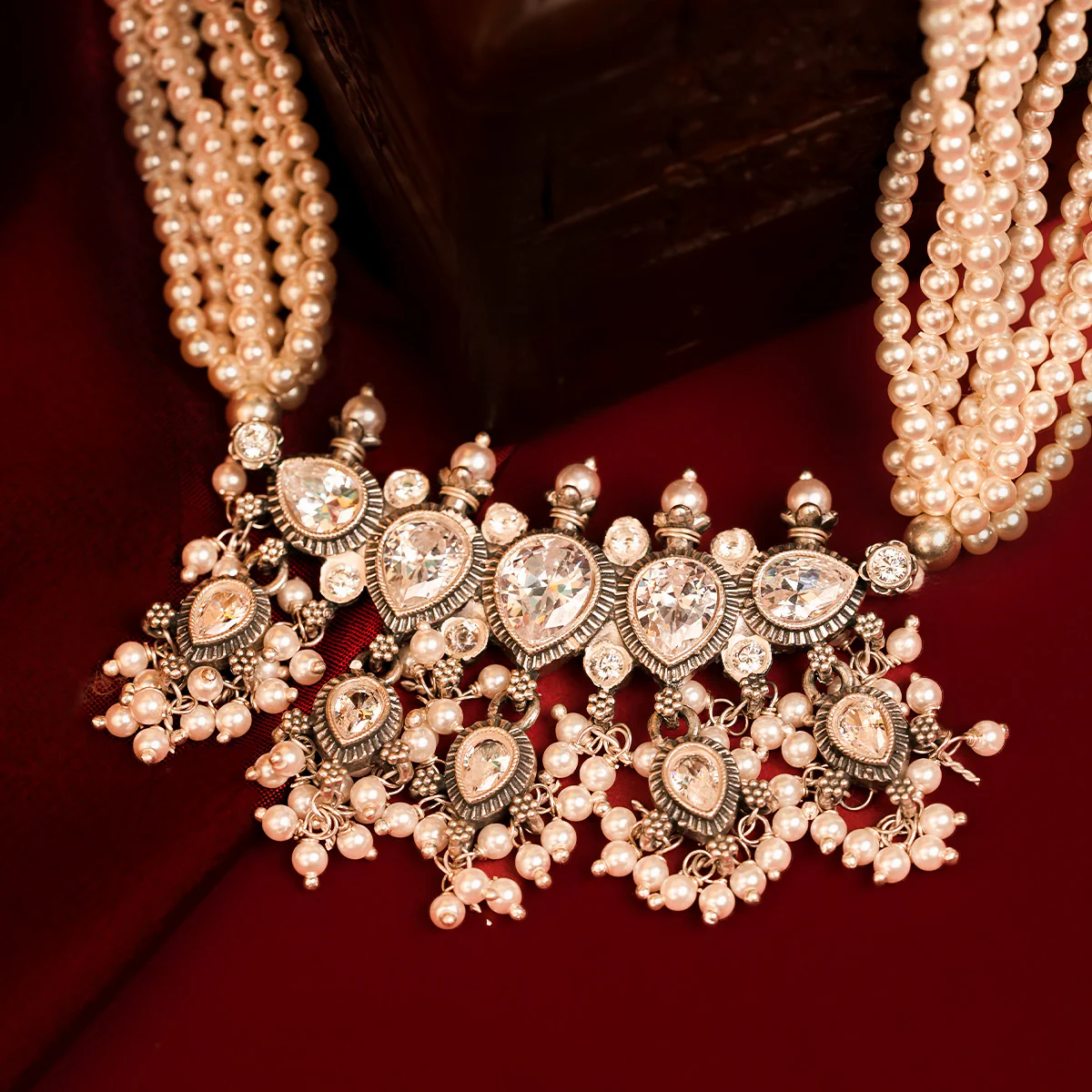 Maharashtrian Tanmani Silver Necklace (White) by Moha - Image 2