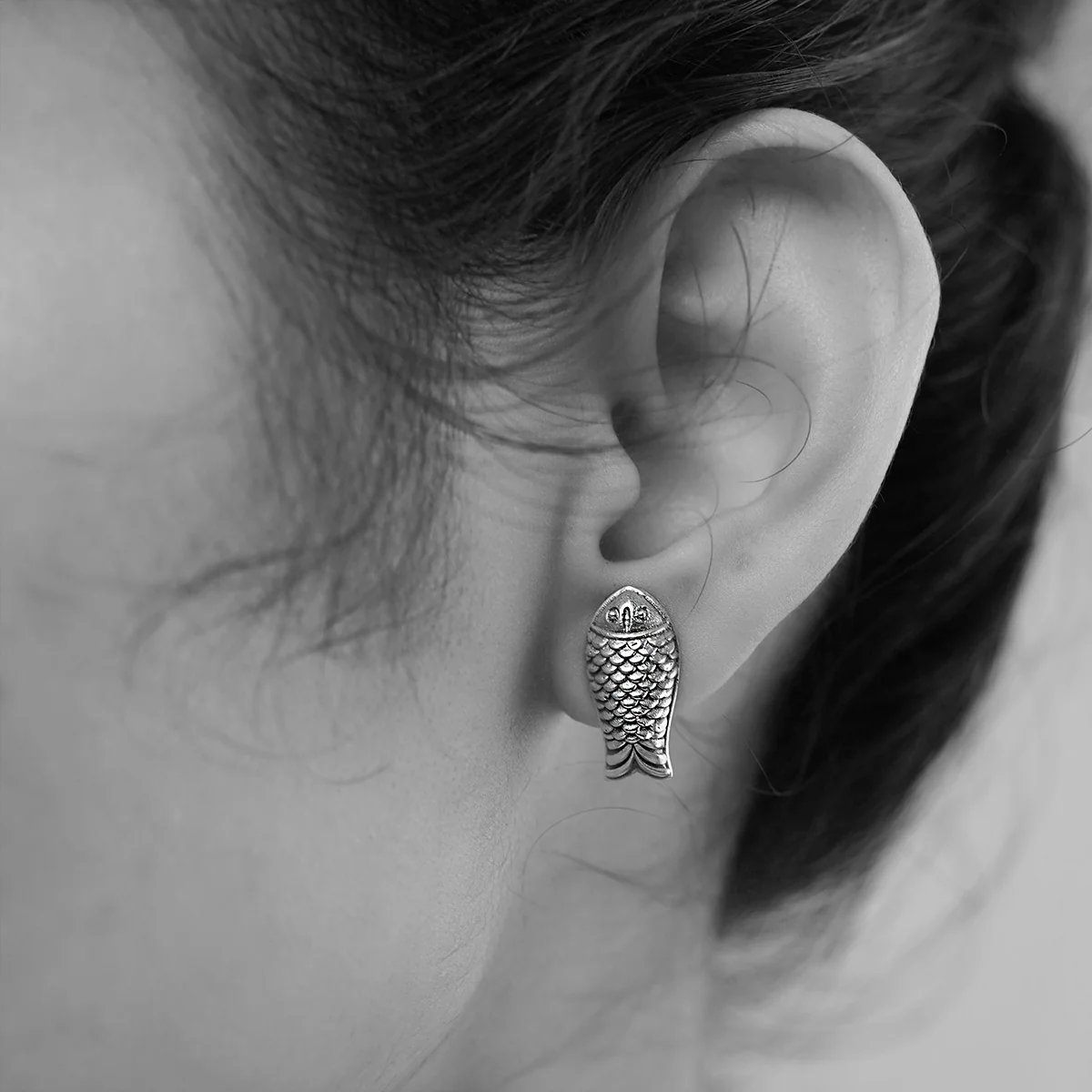 Mahaseer Silver Stud Earrings by MOHA - Image 3