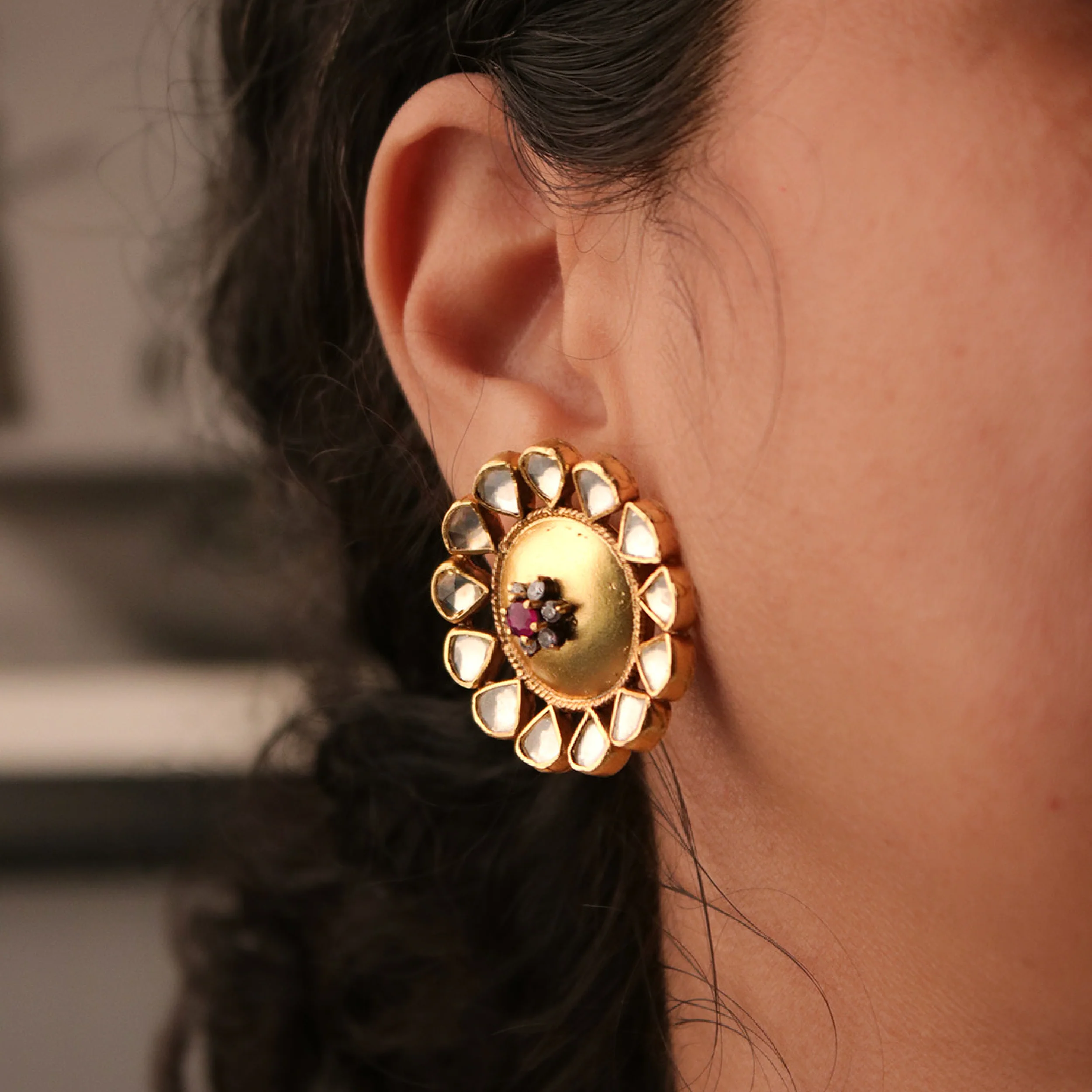 Manikarnika Silver Stud Earring By MOHA - Image 3