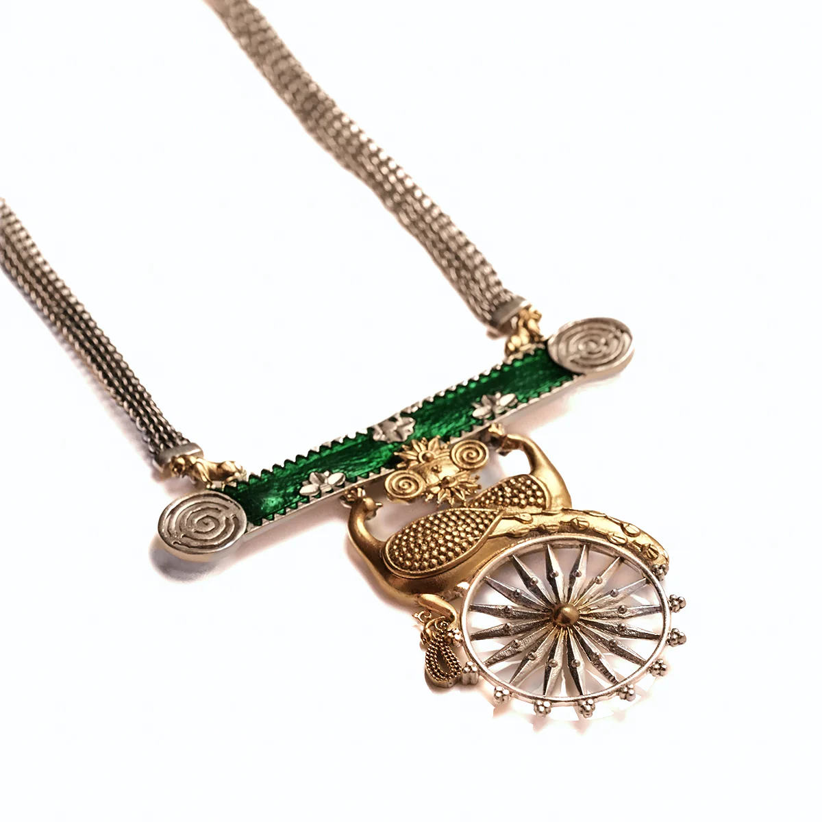 Mayura Chakra Silver Pendant Necklace - Image 3