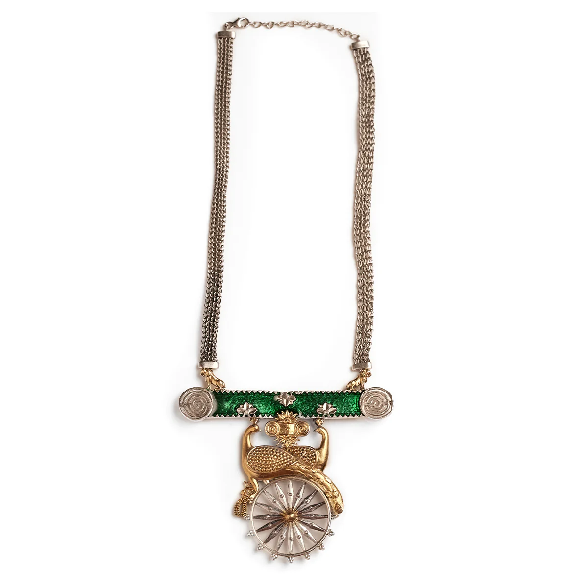 Mayura Chakra Silver Pendant Necklace - Image 8