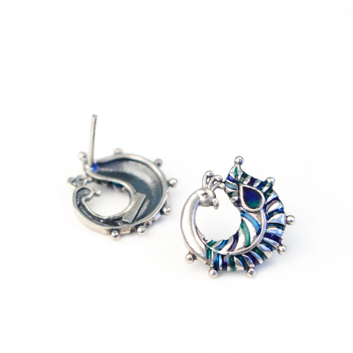 Mayurika Silver Stud Earrings by Moha - Image 4