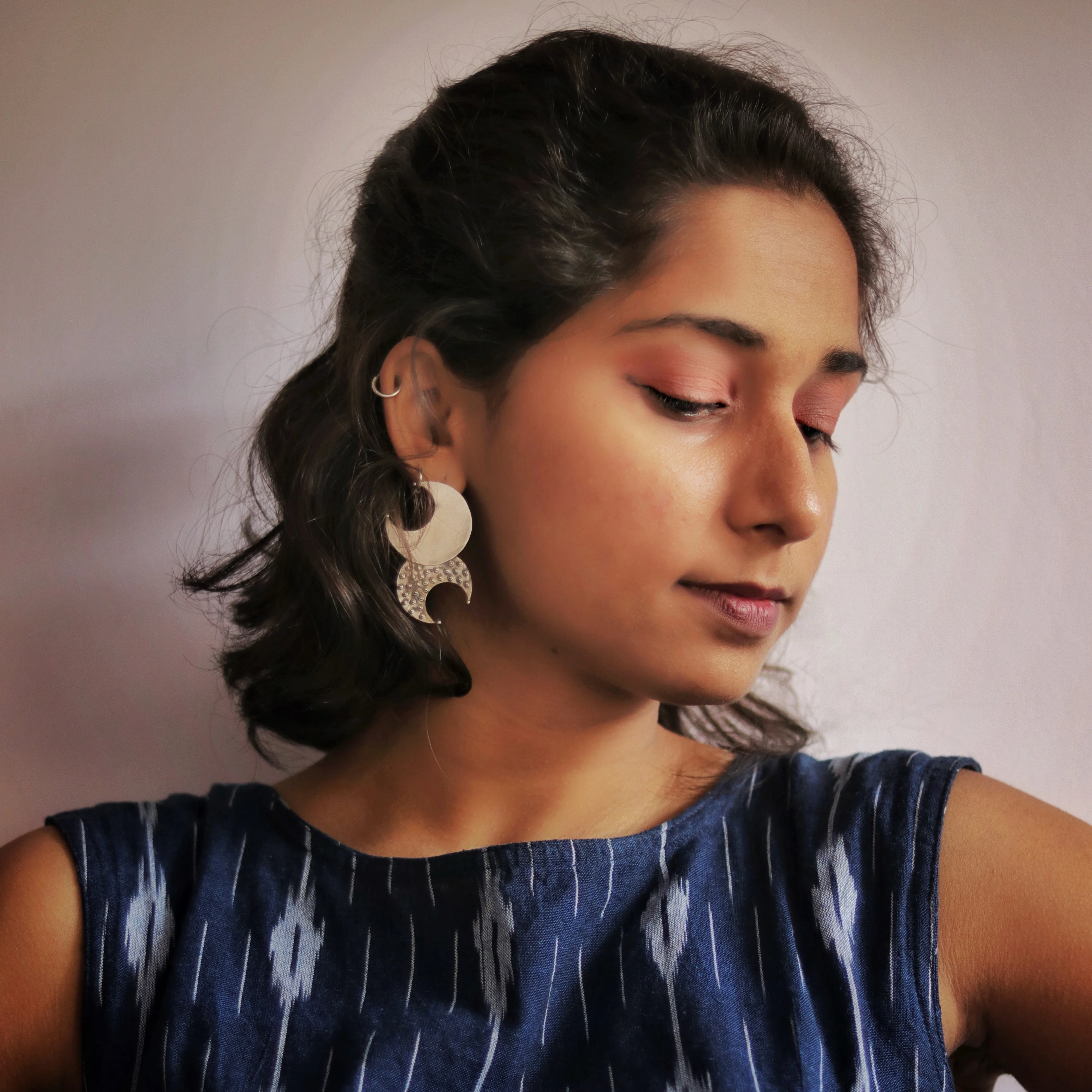 Moon Dangle Silver Earrings by MOHA - Image 6