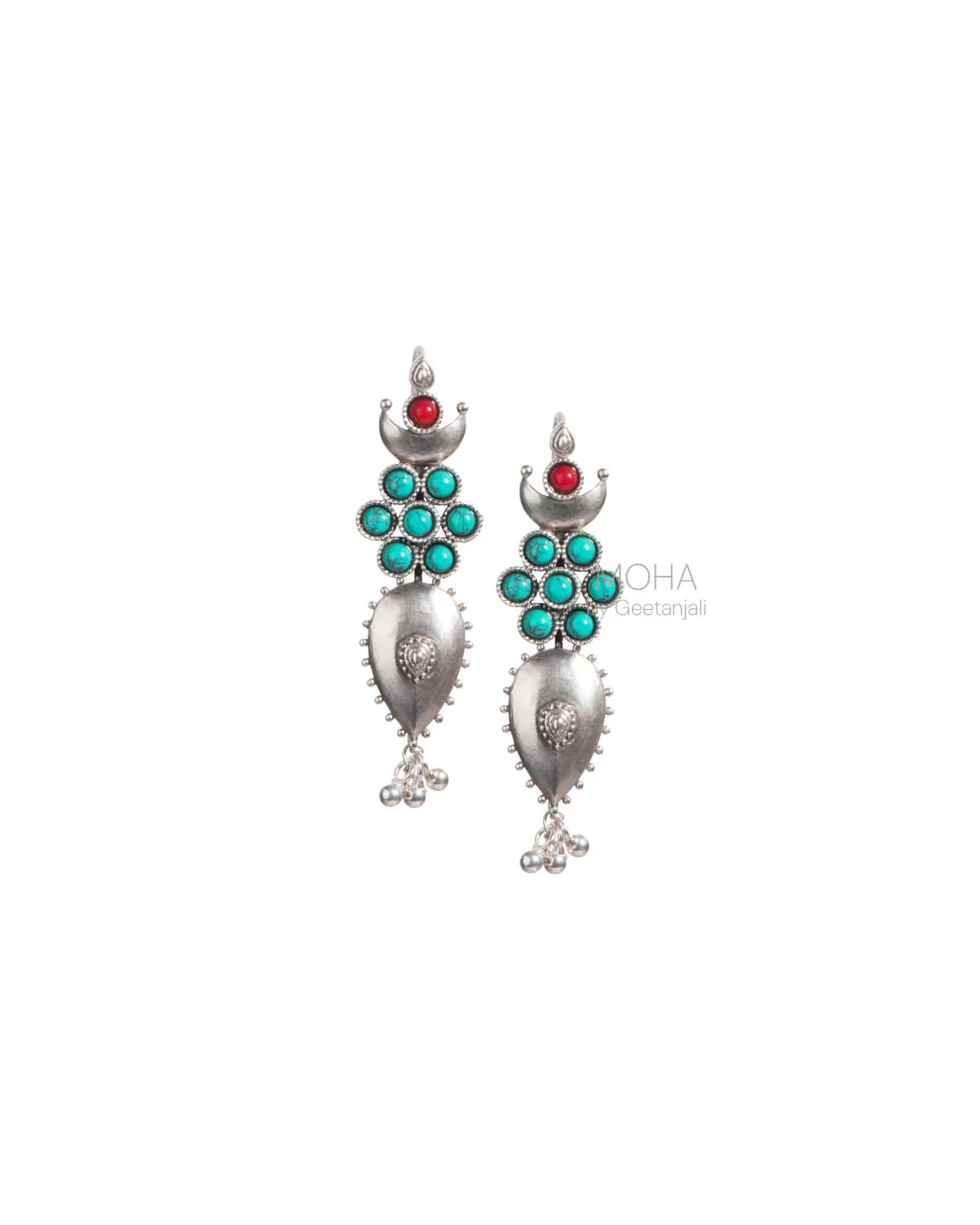 Moonflower Silver Earring (Turquoise) by MOHA