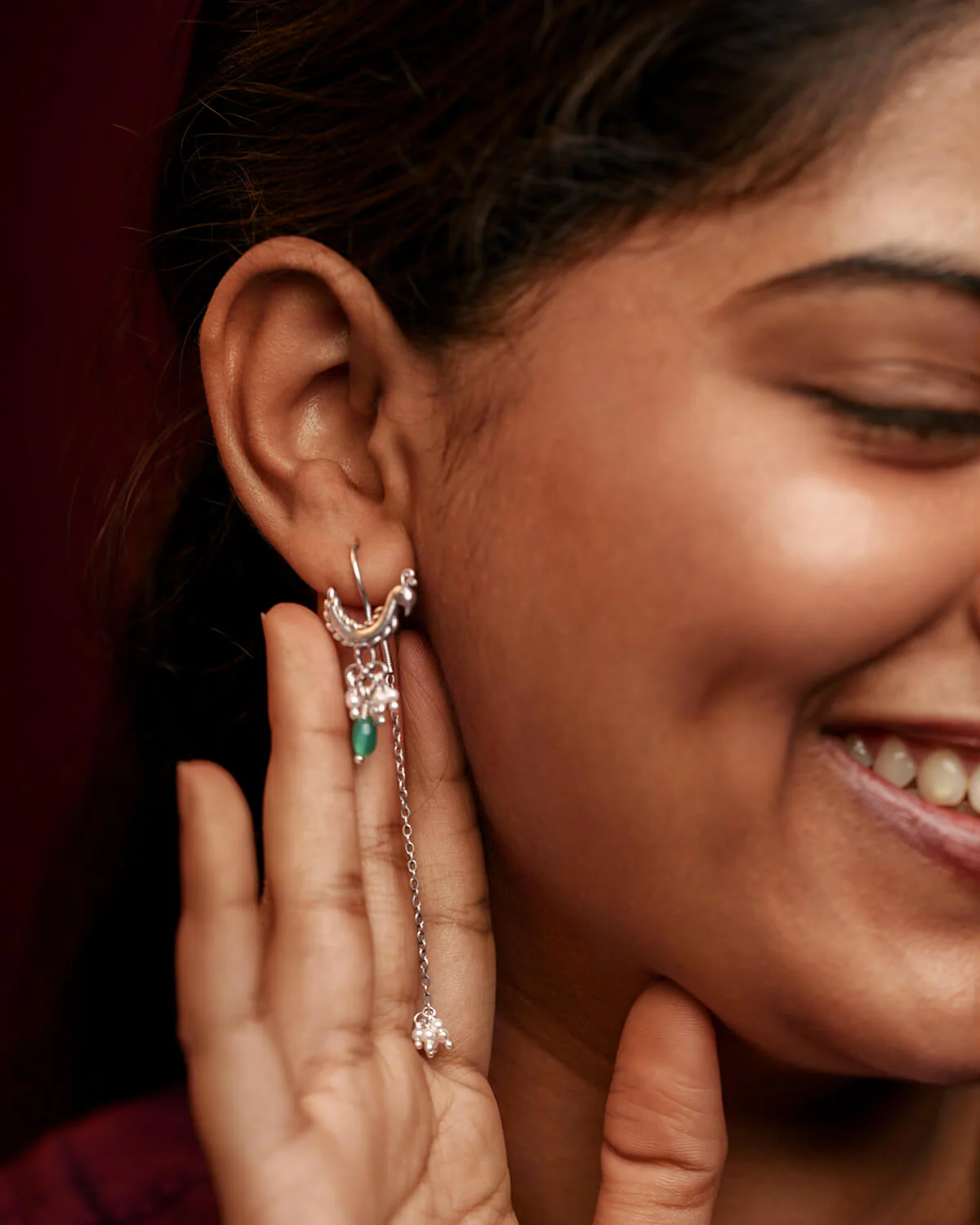 Mor Silver Sui Dhaga Earrings by MOHA - Image 3