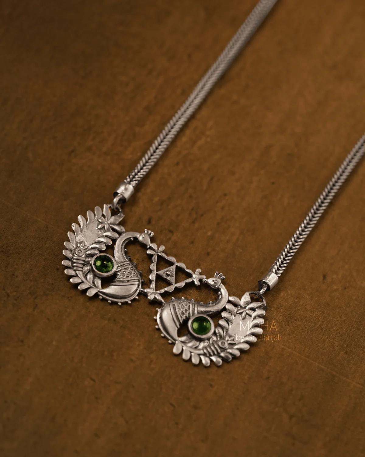Morika Silver Necklace with green stone by MOHA - Image 4