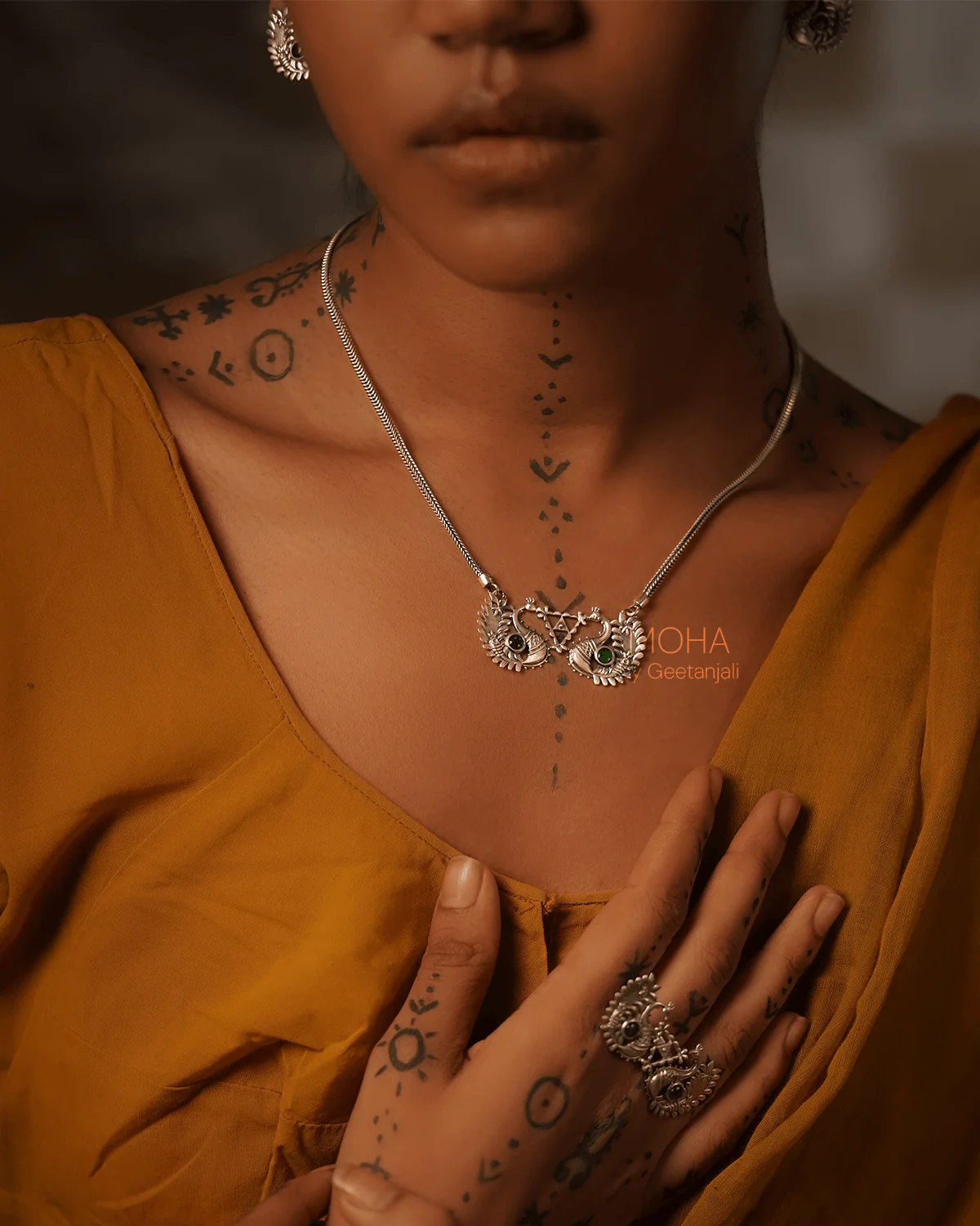 Morika Silver Necklace with green stone by MOHA - Image 8