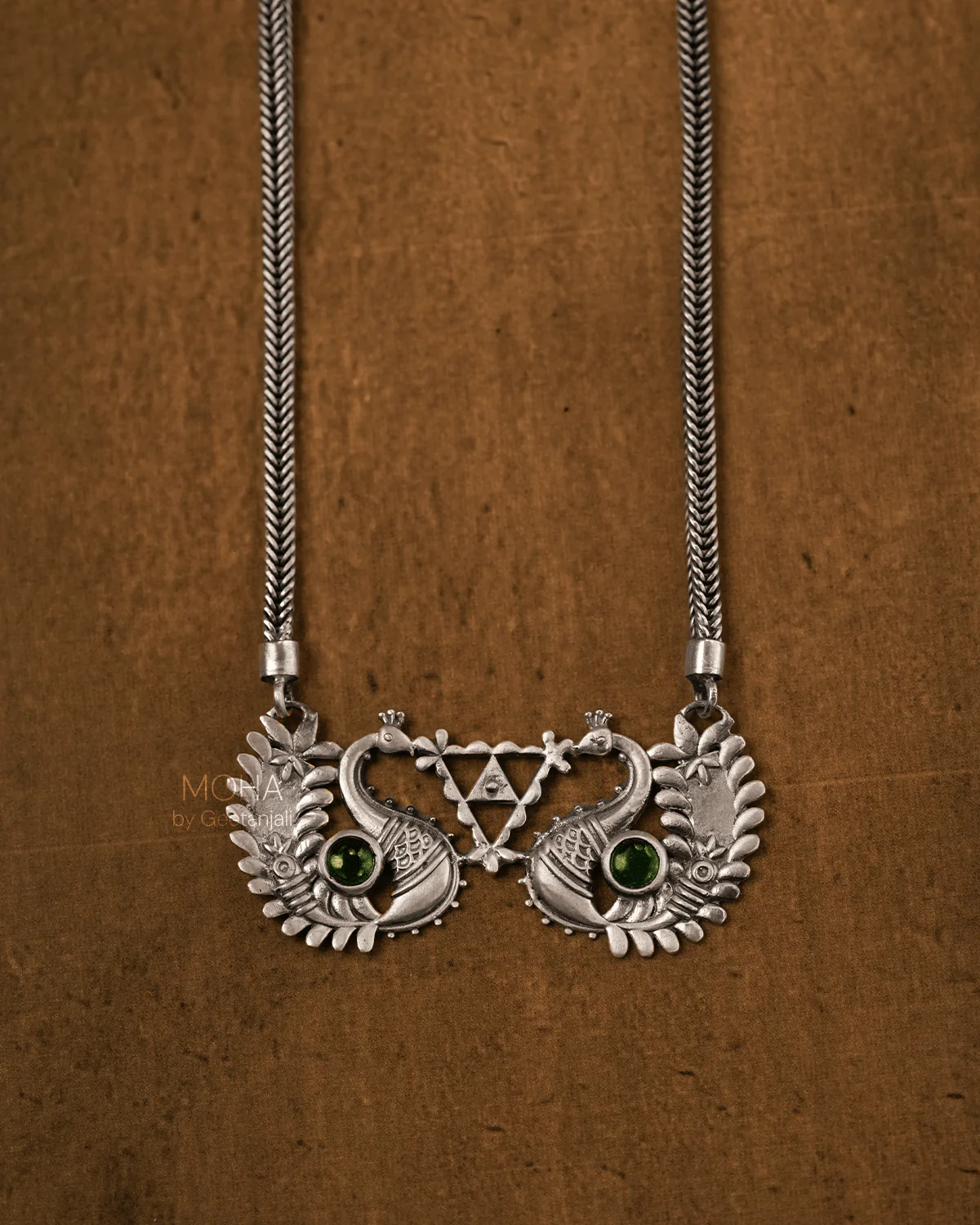 Morika Silver Necklace with green stone by MOHA - Image 9
