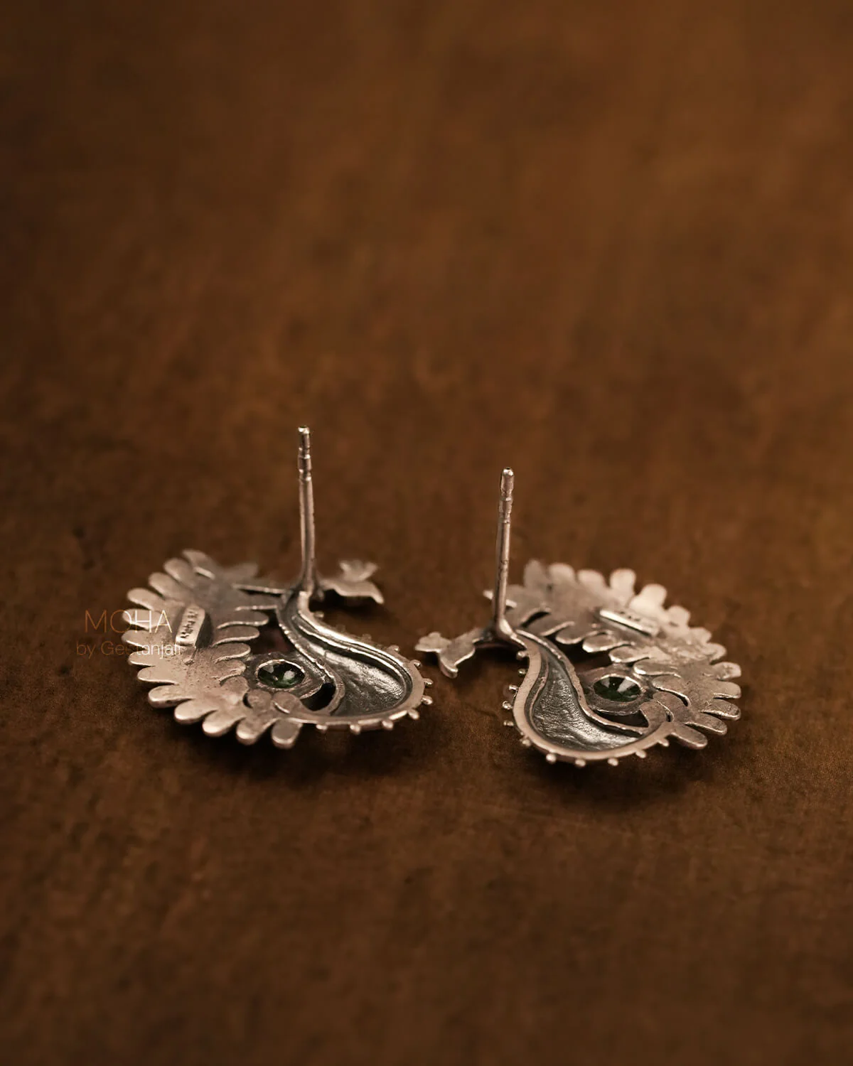 Morika Silver studs with green stone by MOHA - Image 7