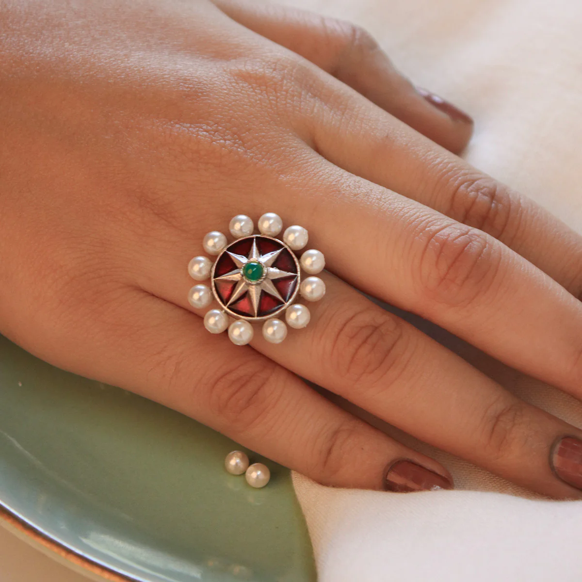 Moti Chakra Silver Finger Ring By Moha - Image 6