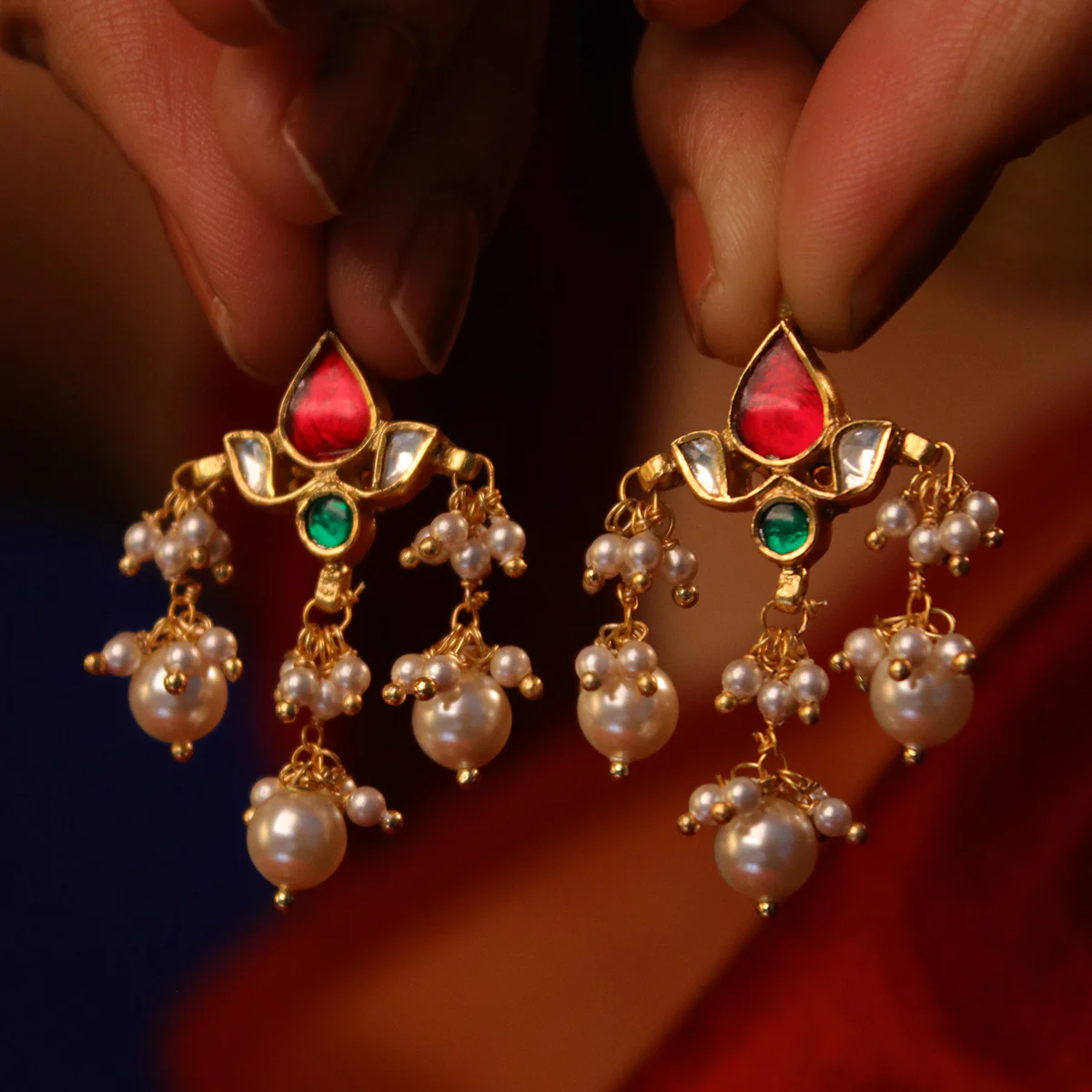 Moti Padma Silver Earrings By MOHA - Image 4