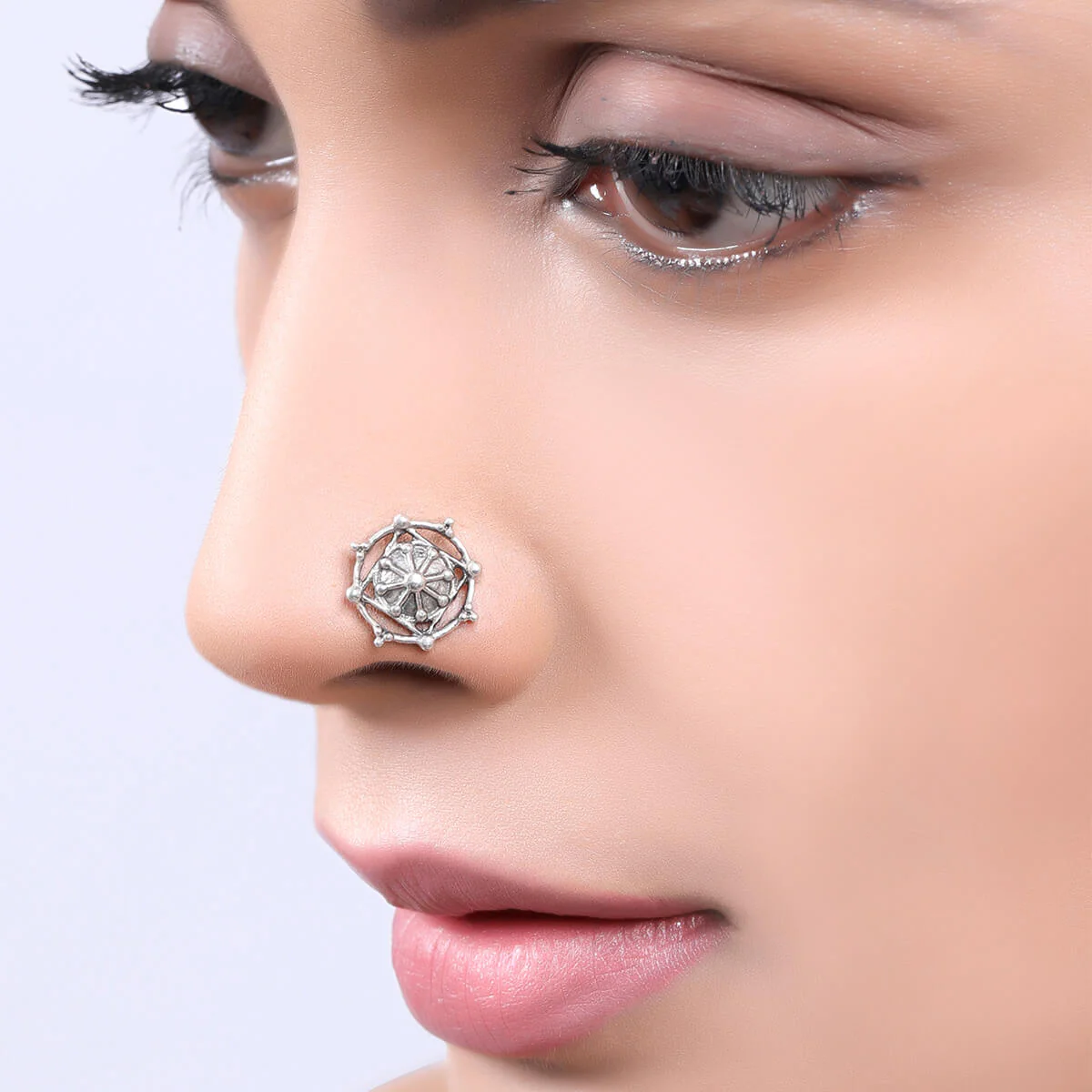 Naksh Silver Nosepin by MOHA - Image 2
