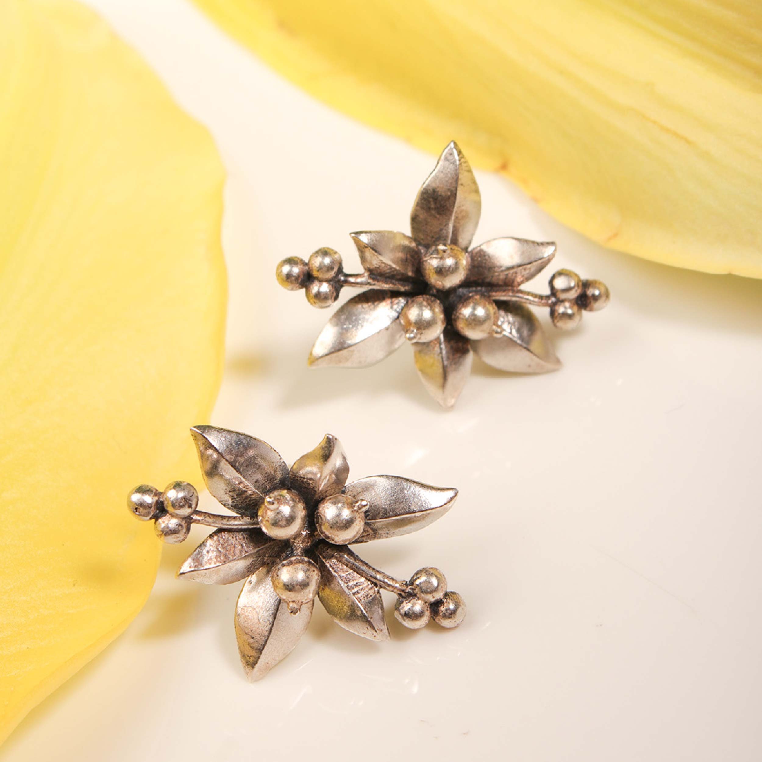 Nargis Silver Stud Earrings by MOHA - Image 8