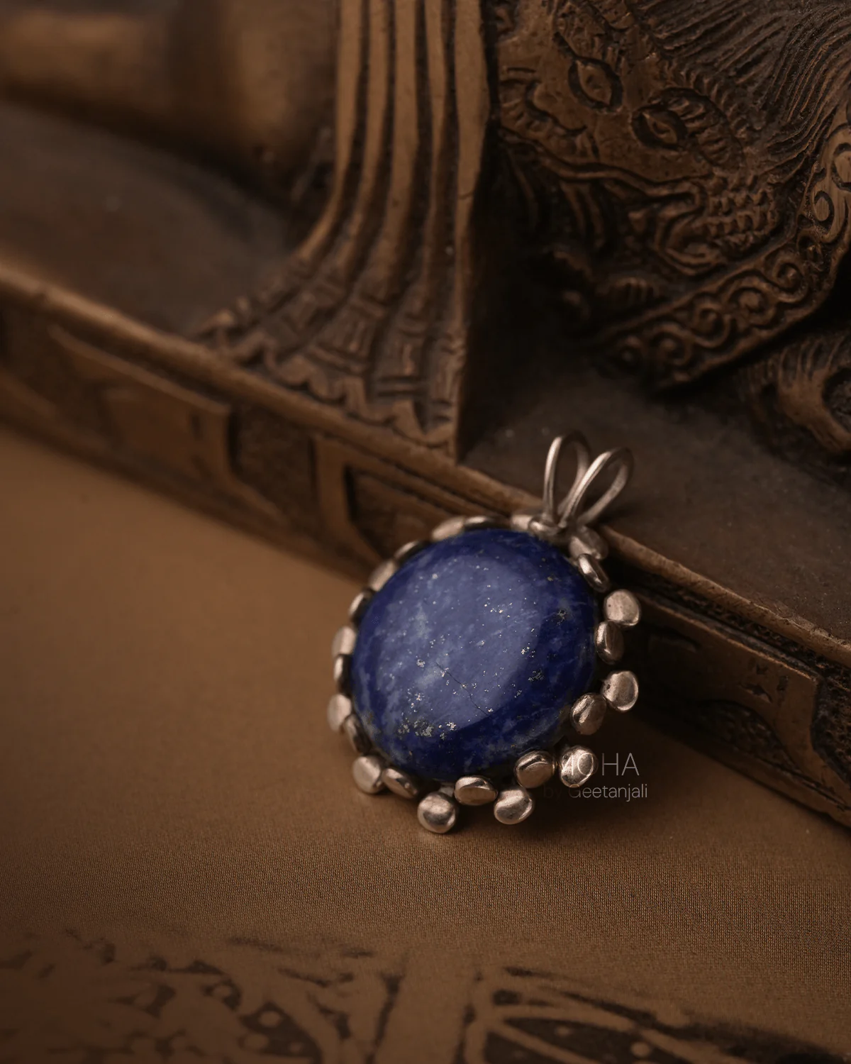 Neel Silver Pendant with Lapiz Lazuli Stone by Moha (Only Pendant) - Image 3