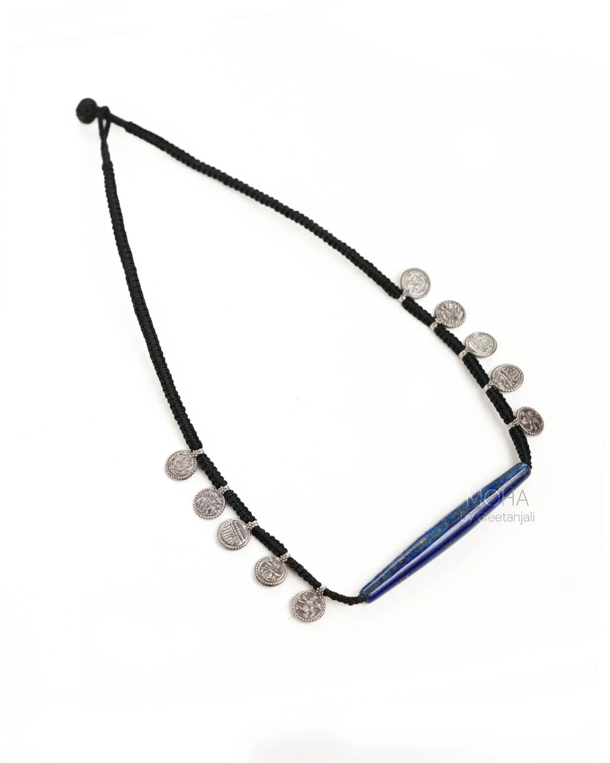 Neela Lapis Lazuli Silver Coin Necklace by Moha - Image 6