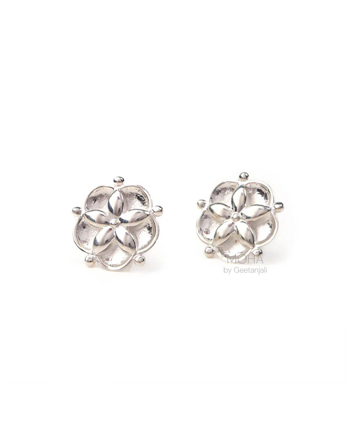 Nilaya Silver Stud Earrings by MOHA