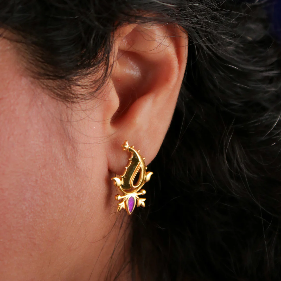 Paisley Silver Stud Earrings By Moha - Image 2