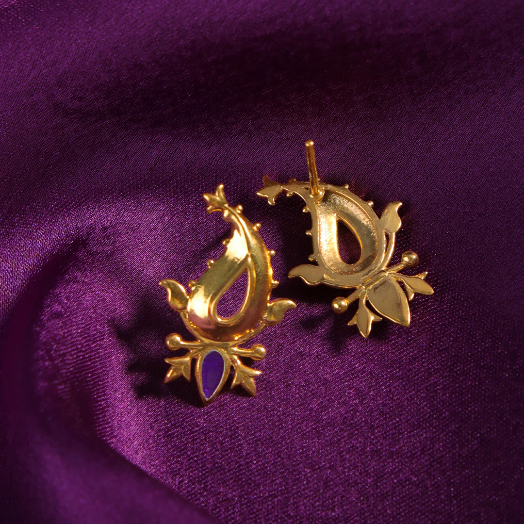Paisley Silver Stud Earrings By Moha - Image 3