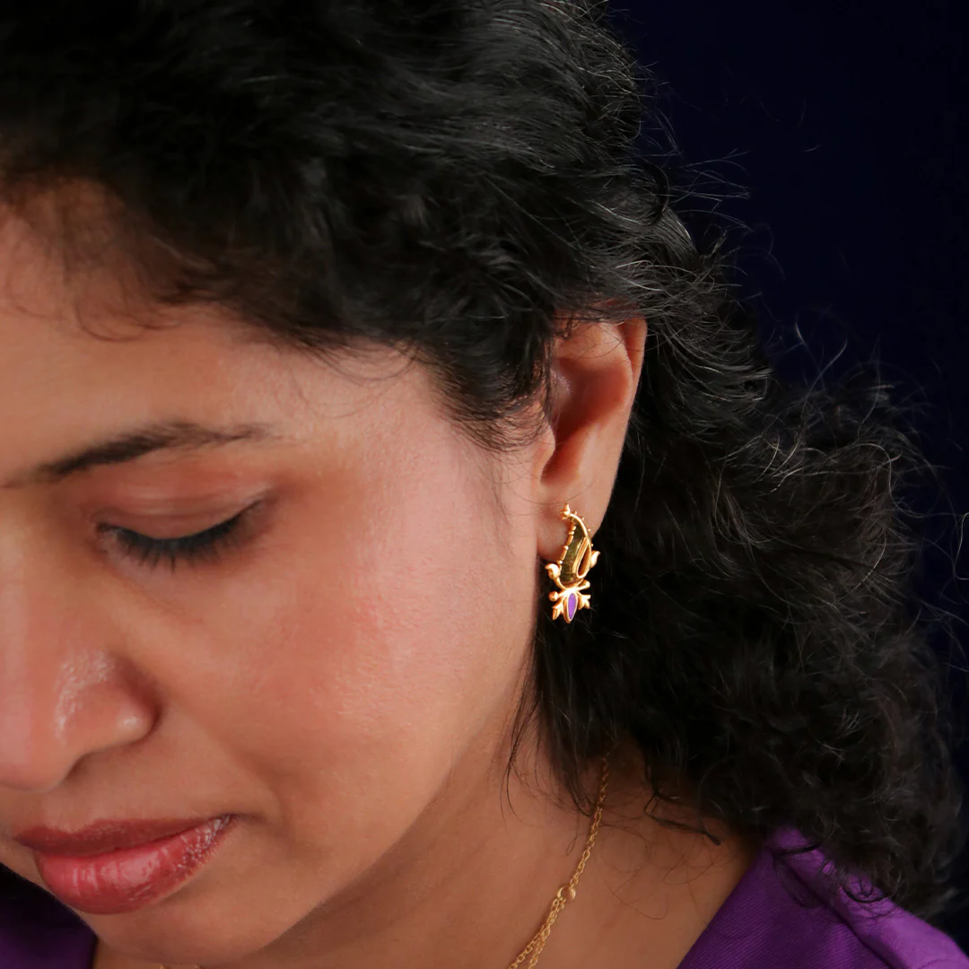 Paisley Silver Stud Earrings By Moha - Image 4