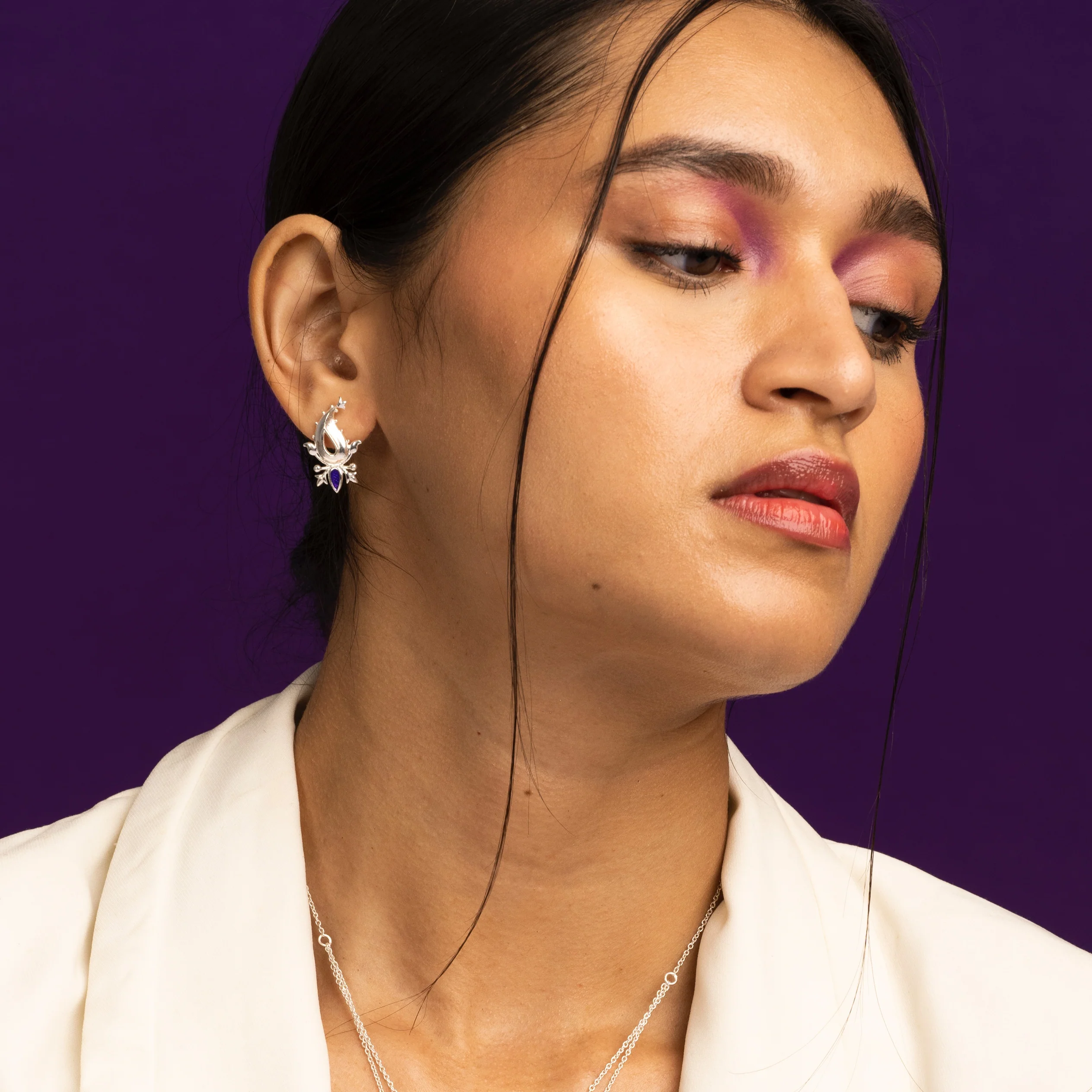 Paisley Silver Stud Earrings By Moha - Image 8