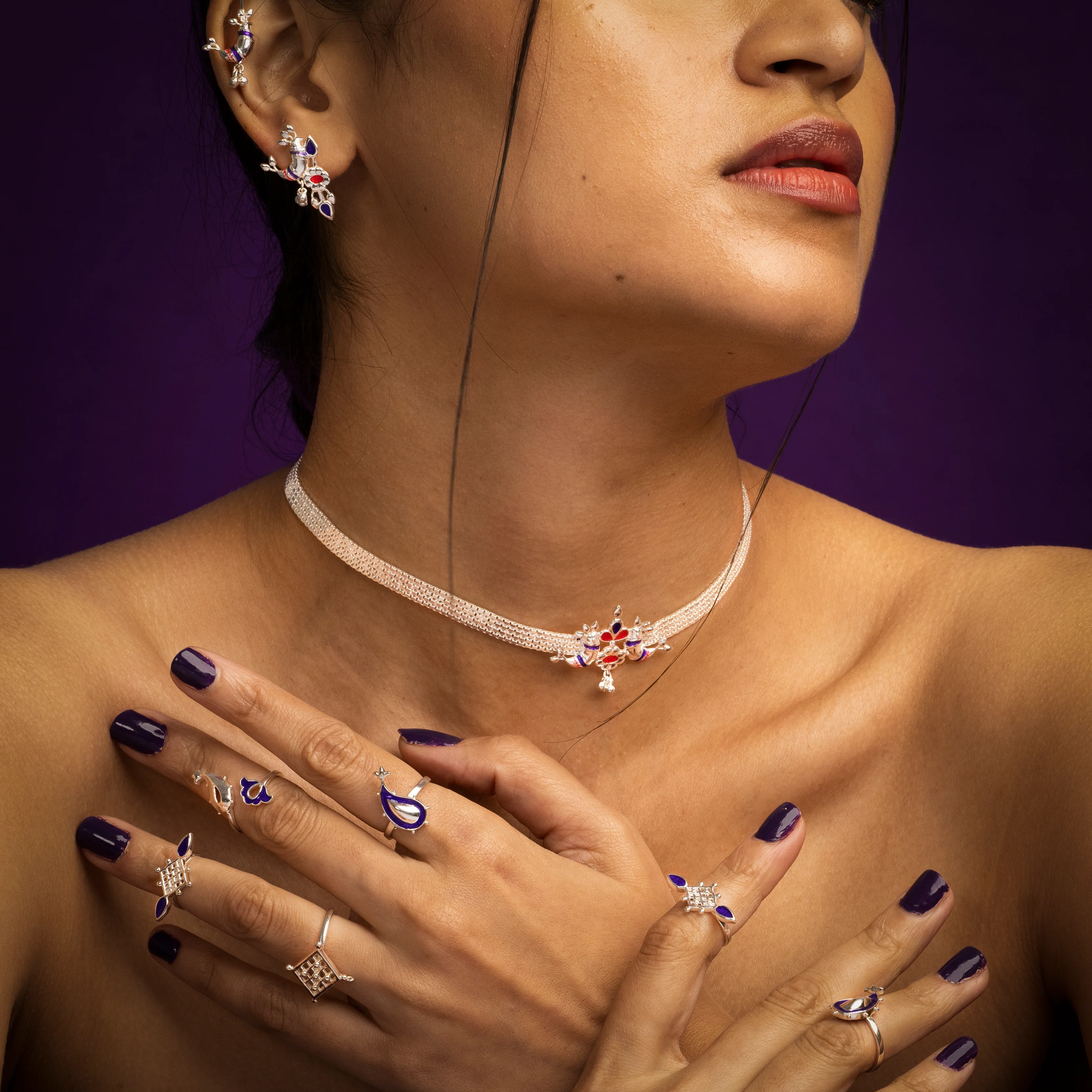Pakhi Silver choker Necklace By Moha - Image 5