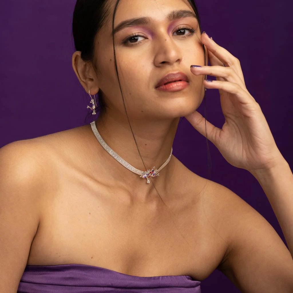 Pakhi Silver choker Necklace By Moha - Image 7