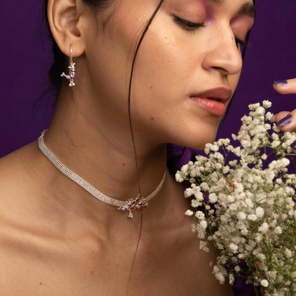 Pakhi Silver choker Necklace By Moha - Image 9