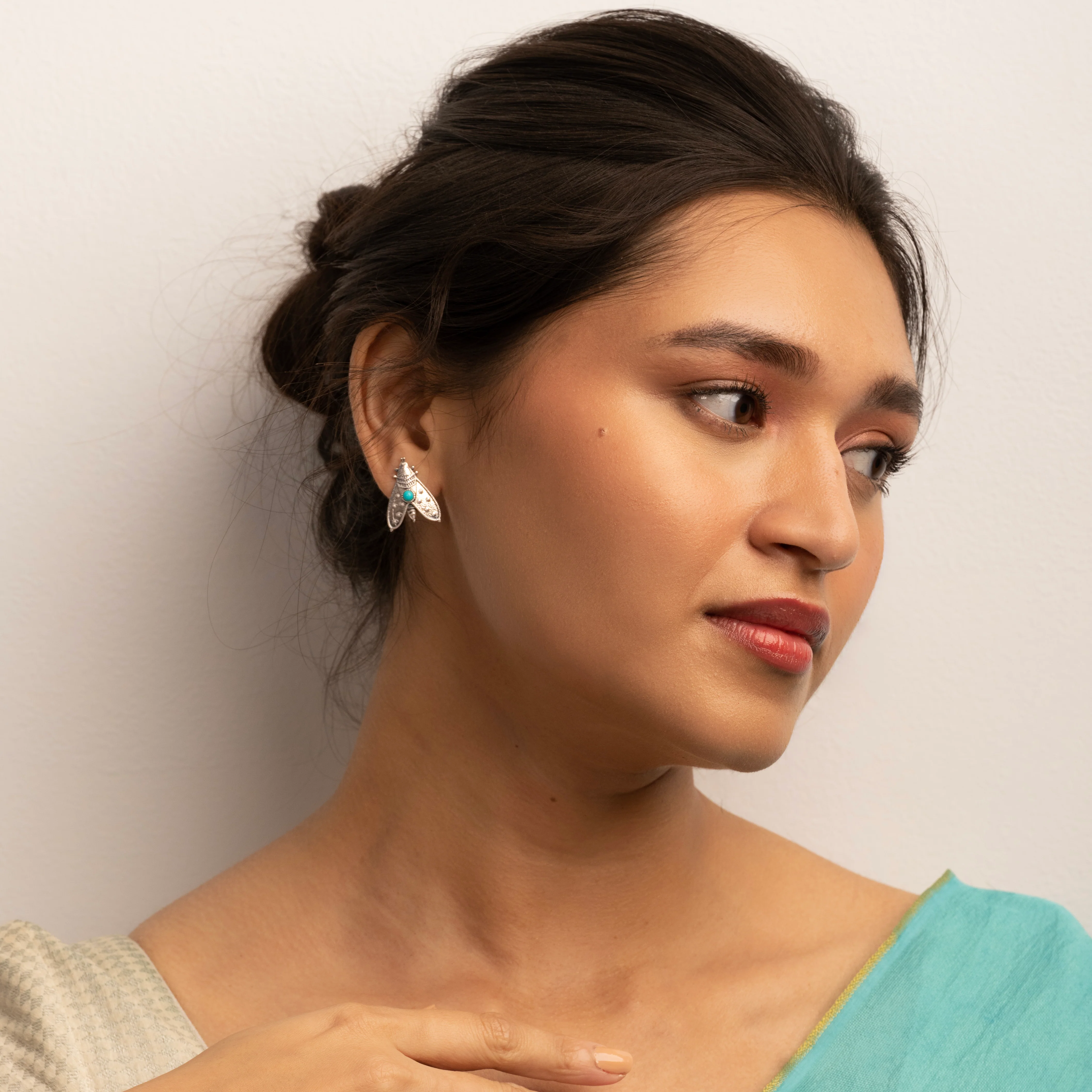 Patanga Silver stud Earring (Small) By Moha - Image 4