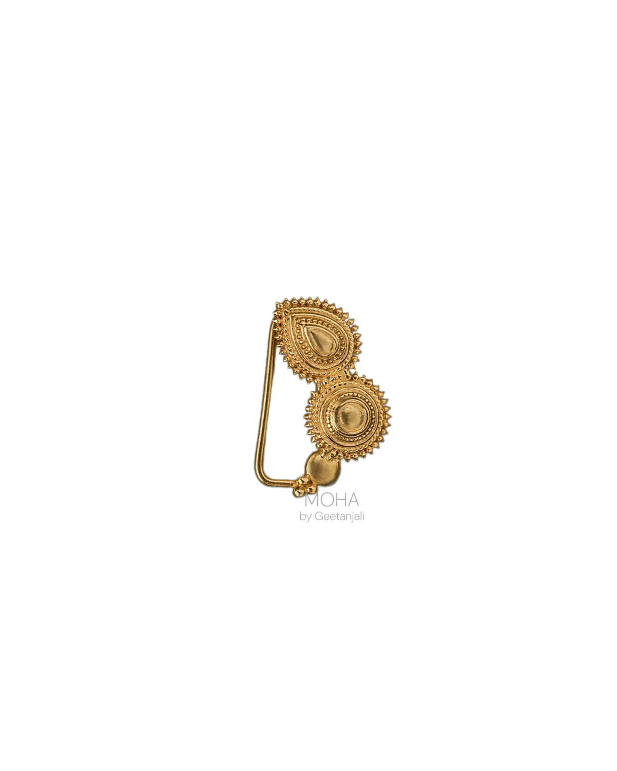 Peshwa Silver Nath Gold Plated (Clip on Left) by MOHA